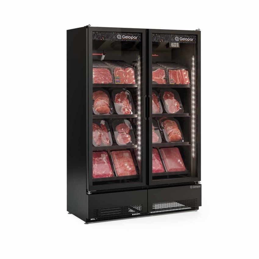 Expositor Vertical Conveniência - 2 Portas Cerveja e Carnes - 957 Litros GCBC-950 CB PR Preta 220v - Gelopar