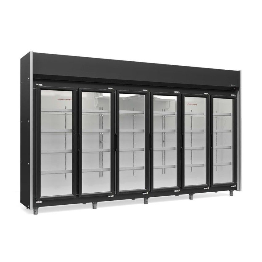 Expositor Refrigerador Vertical 6 Portas - Vidro Duplo GEAS-6P PR Preta 220v - Gelopar