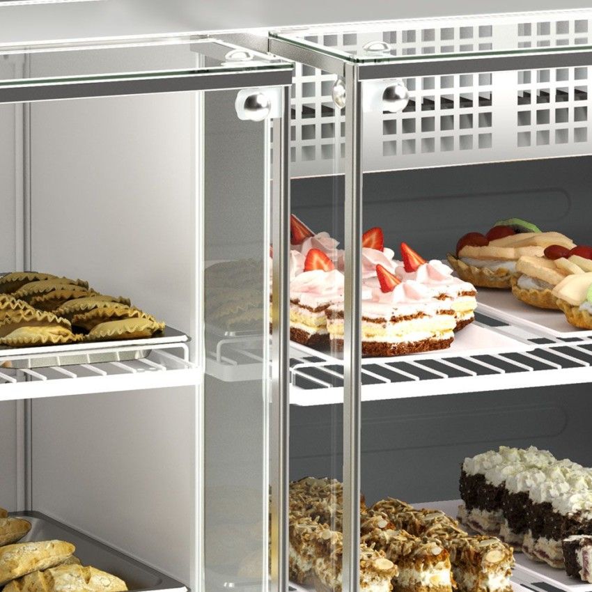 Vitrine Quente e Fria Aurora Evaporador Estatico 1,40m GQEA-140R PF Preta 220v - Gelopar