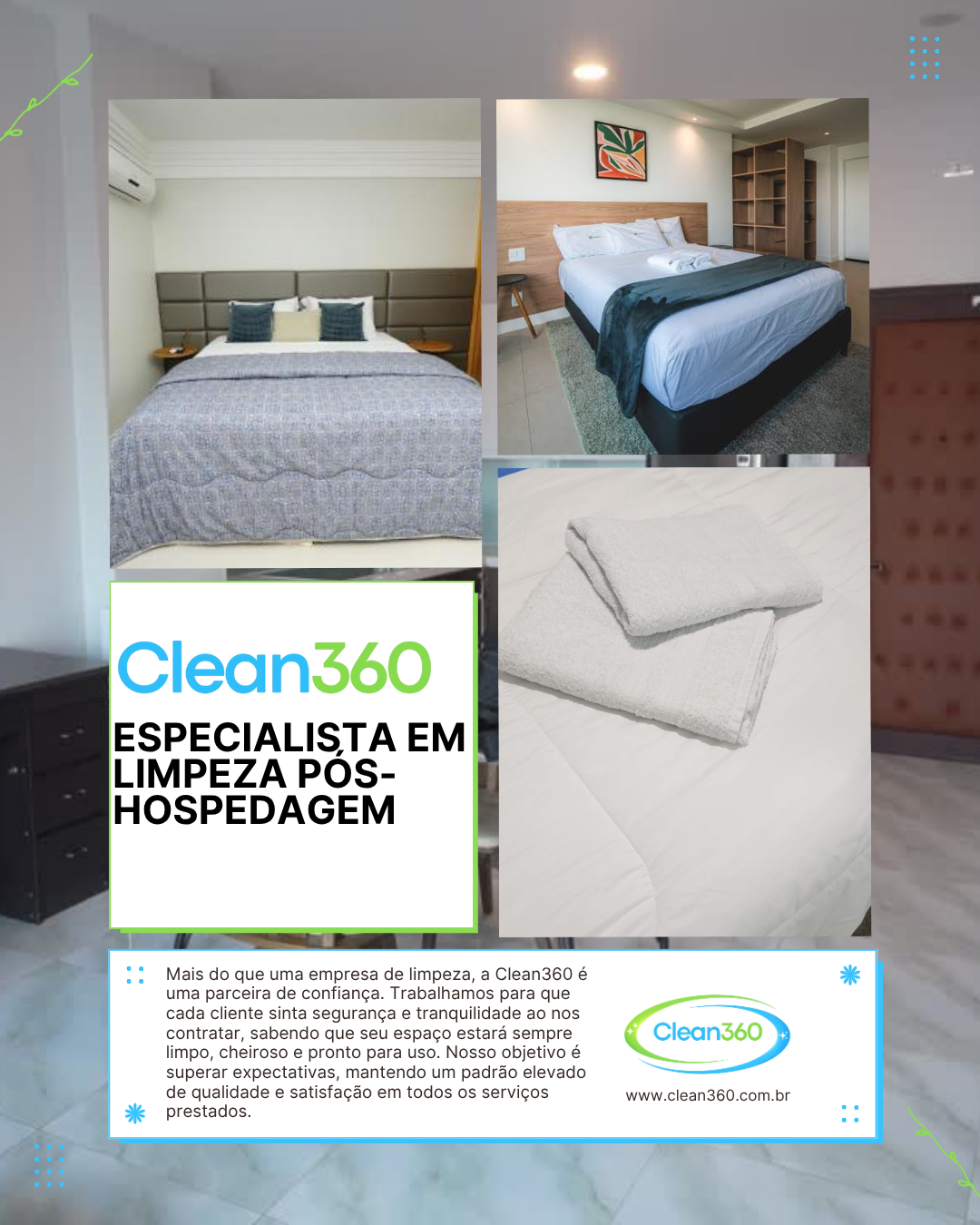 Limpeza pós-hospedagem - 2 Quartos