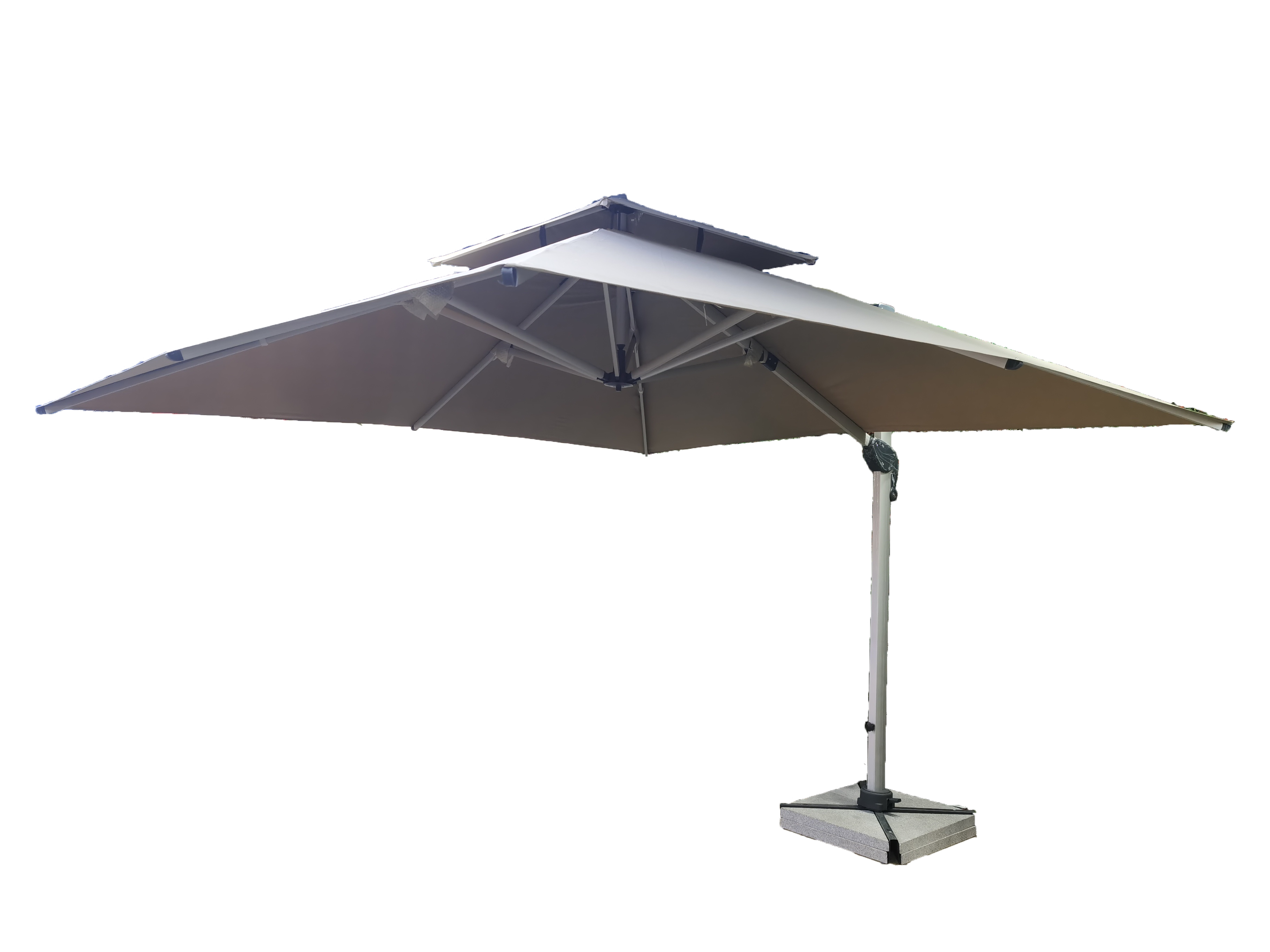 3.5*3.5M Aluminum Umbrella With 120KG Marble Base Khaki