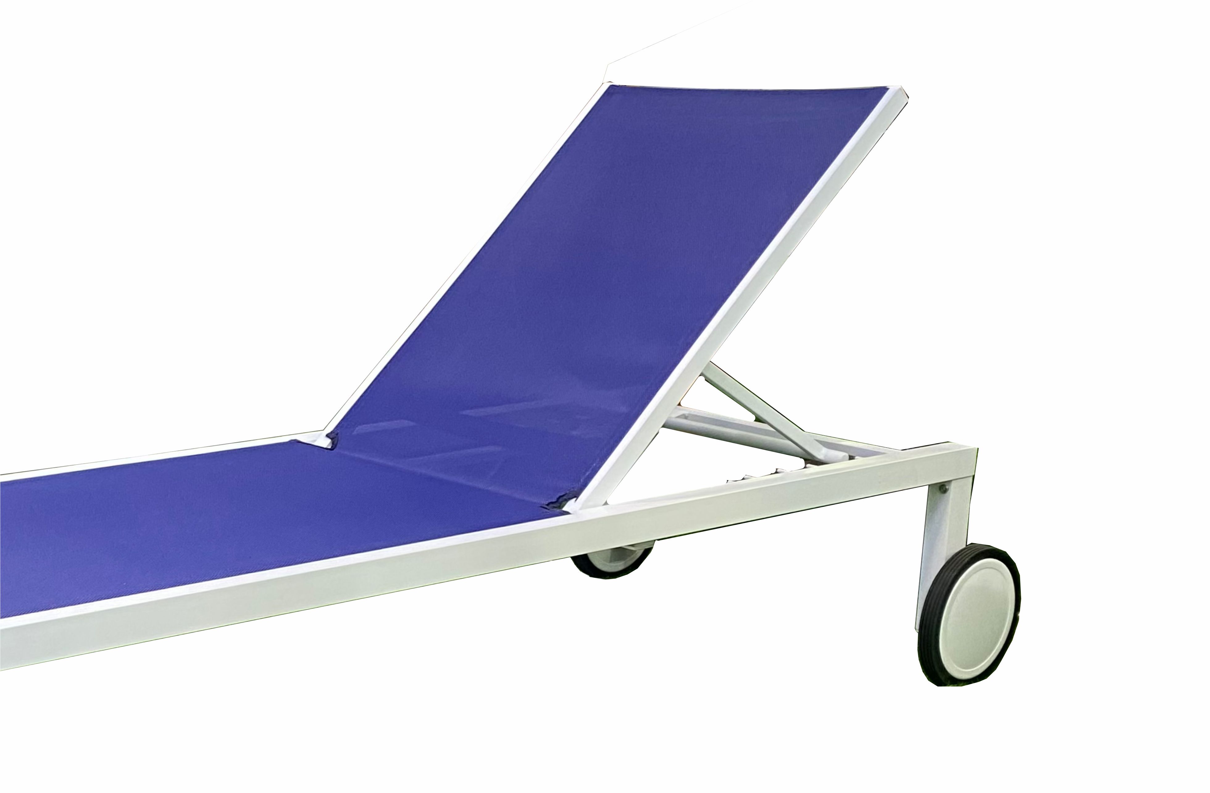 Blue & White Color Aluminum Sun lounger With Wheels