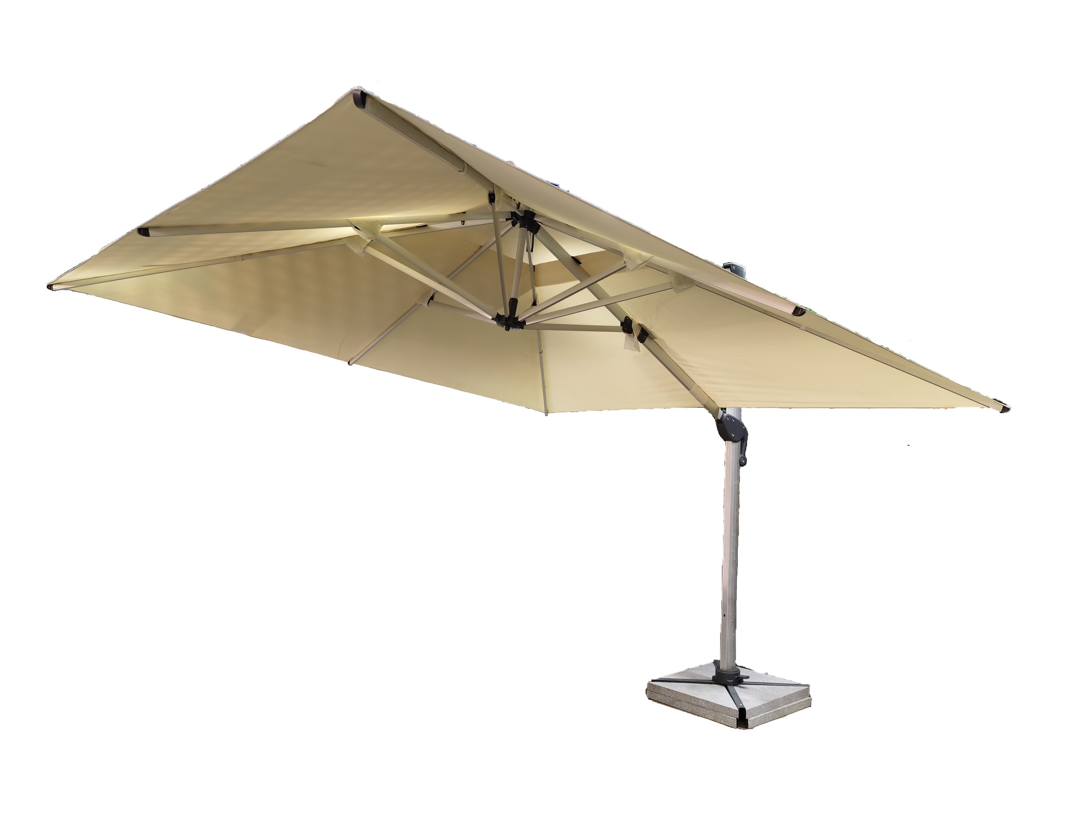 3.5x3.5 Cream Color Aluminum Umbrella With 120KG Marble Base and 1 Year Warranty