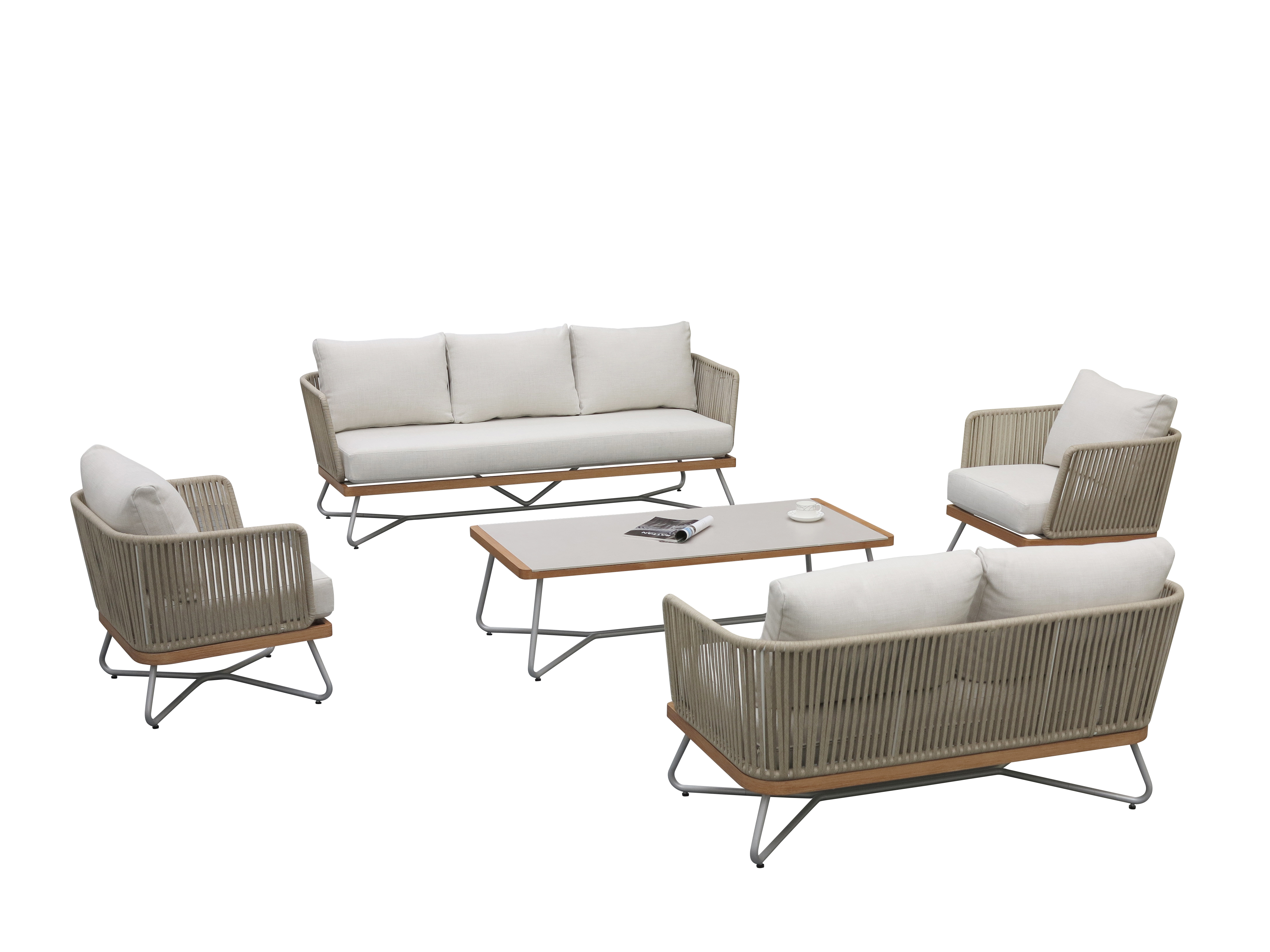 7 Seater Beige Rope Lounge Set (2 Years Warranty)