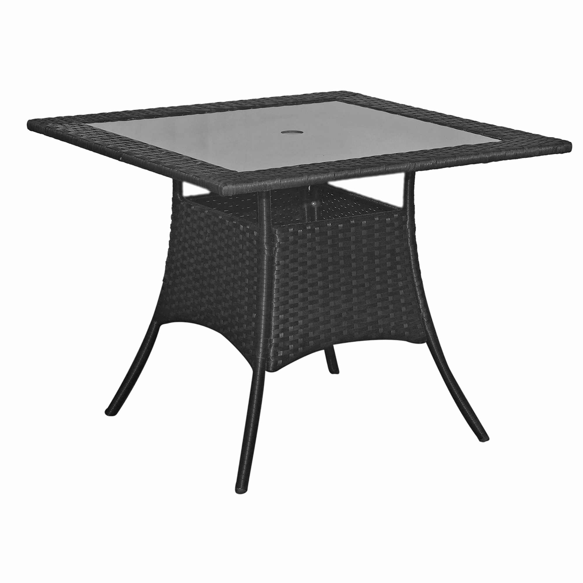 Rattan Square Dining Set with 4 Rattan Chair Black color