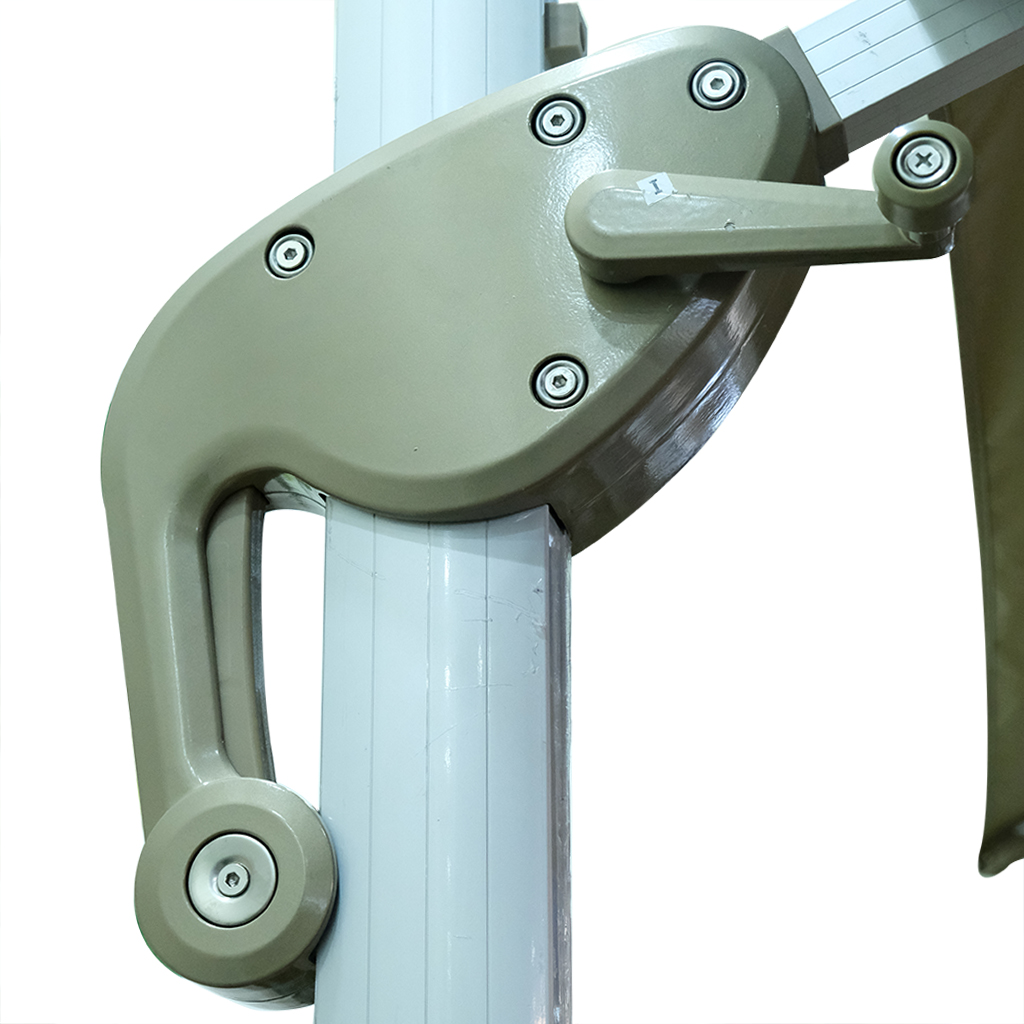 3x3 Meter Khaki Aluminum Umbrella With 60KG Marble Base and 1 Year Warranty