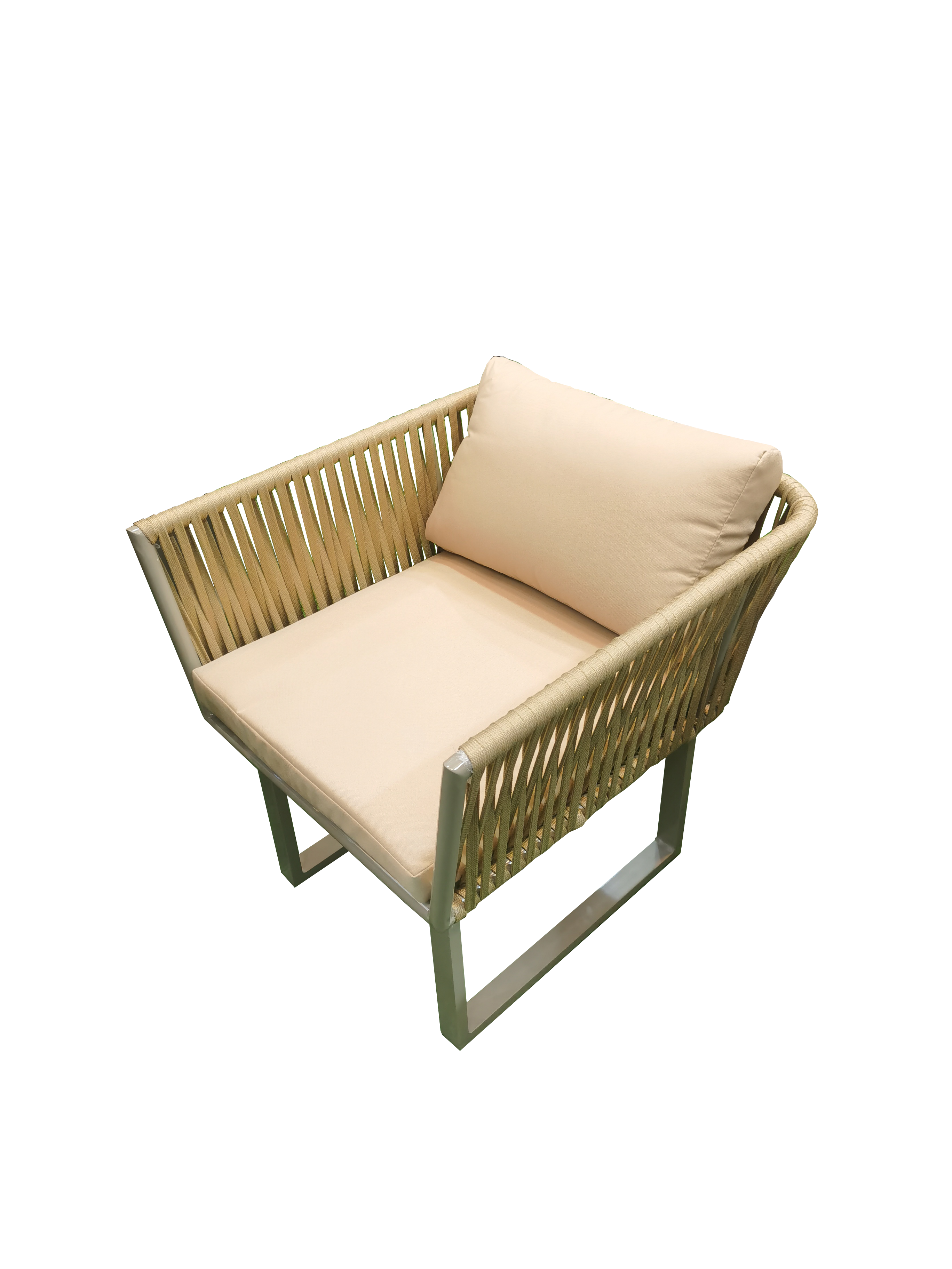 Aluminum Beige Rope Dinning Set With Beige Cushion With (1 Year Warranty)