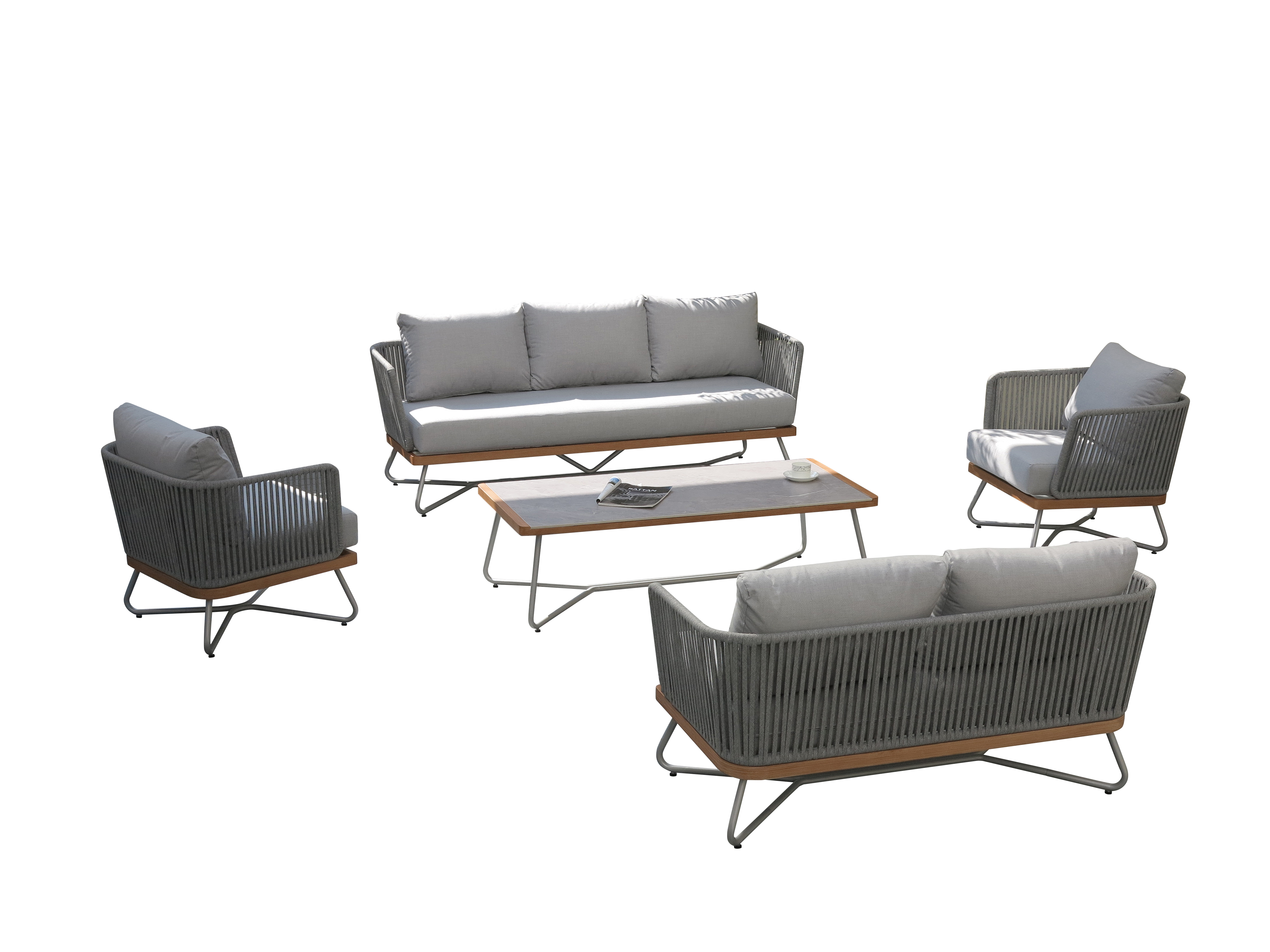 7 Seater Grey Rope Lounge Set (2 Year Warranty)