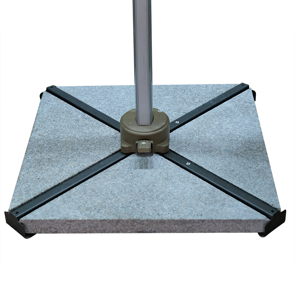 3x3 Meter Khaki Aluminum Umbrella With 60KG Marble Base and 1 Year Warranty