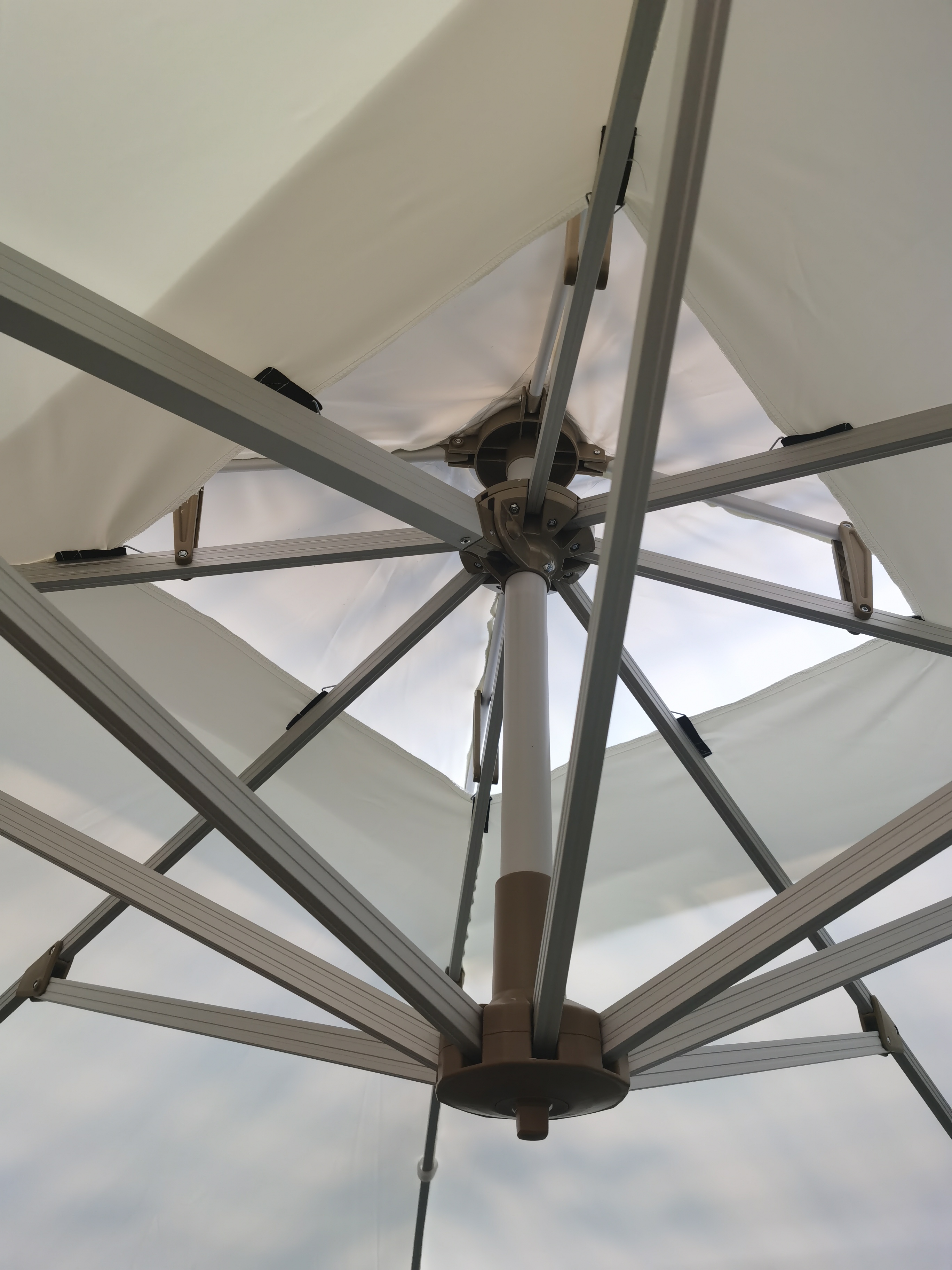 3*3 Meter Cream Color Umbrella With 60kg Marble Base