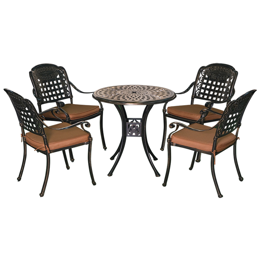 Cast Aluminum Brown Color Dining Set With 5 Years Warranty