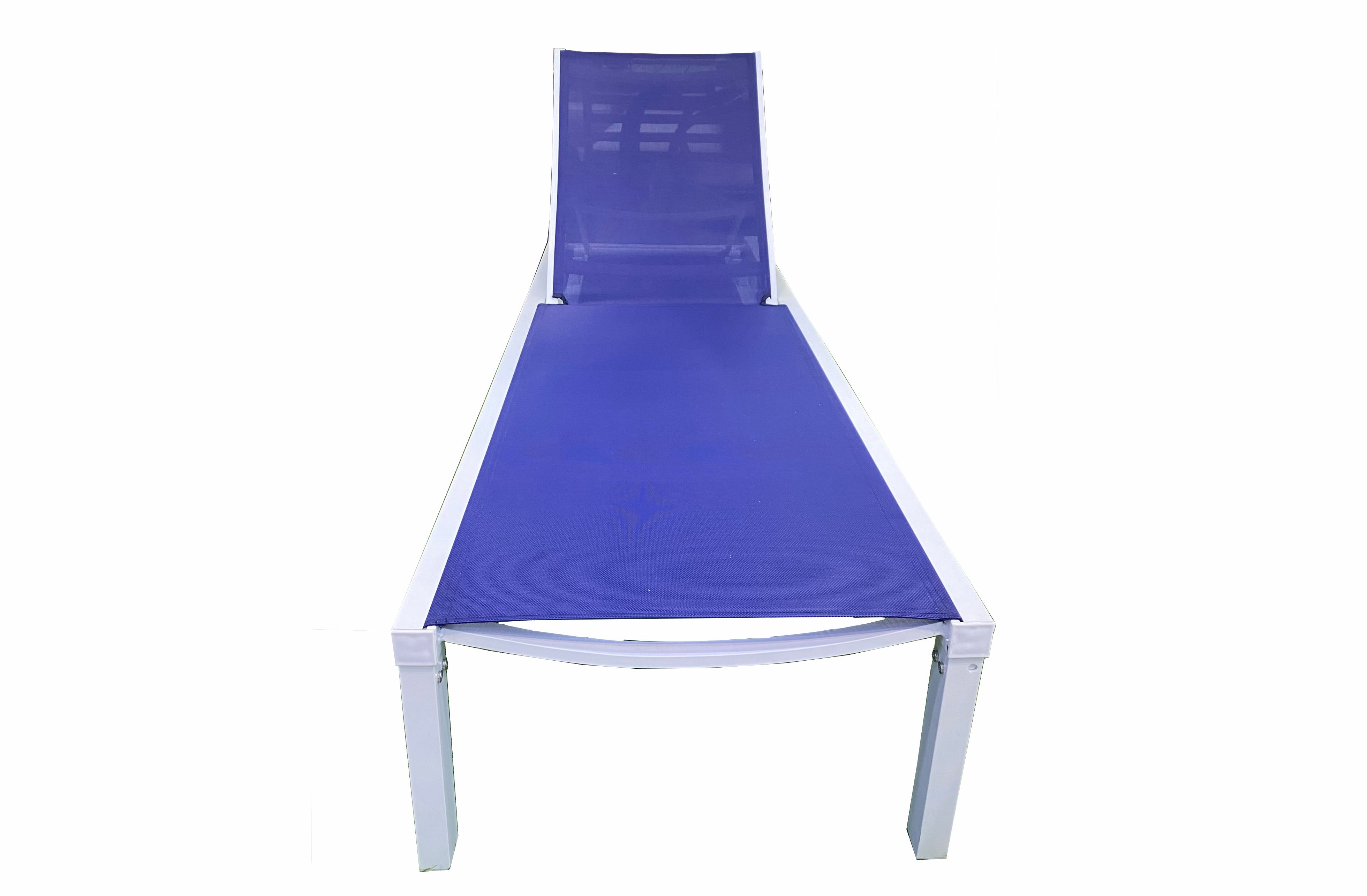 Blue & White Color Aluminum Sun lounger With Wheels