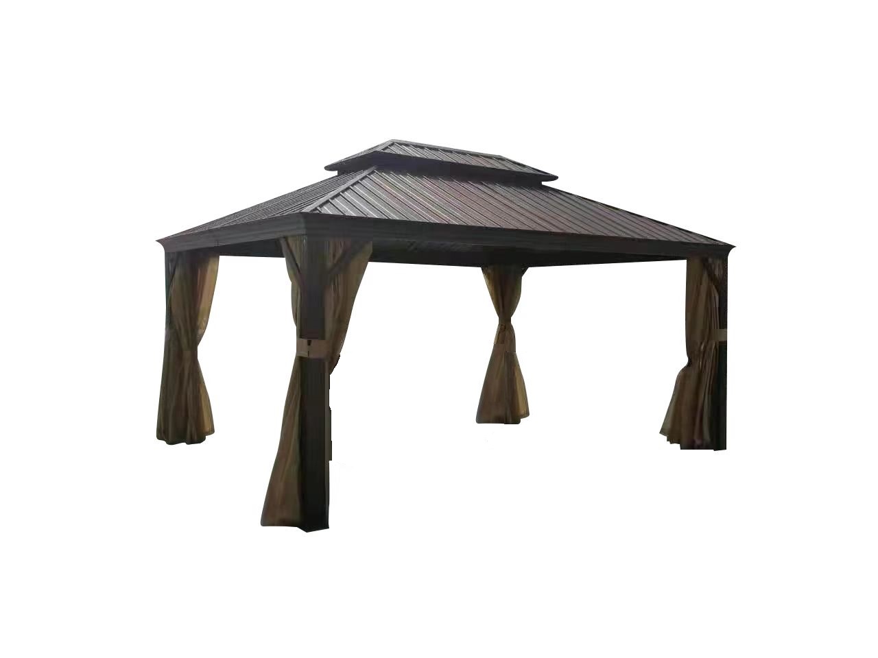 4.85*3.65 Meter Metal Top Gazebo With Mosquito net and Curtain (5 Year Warranty)