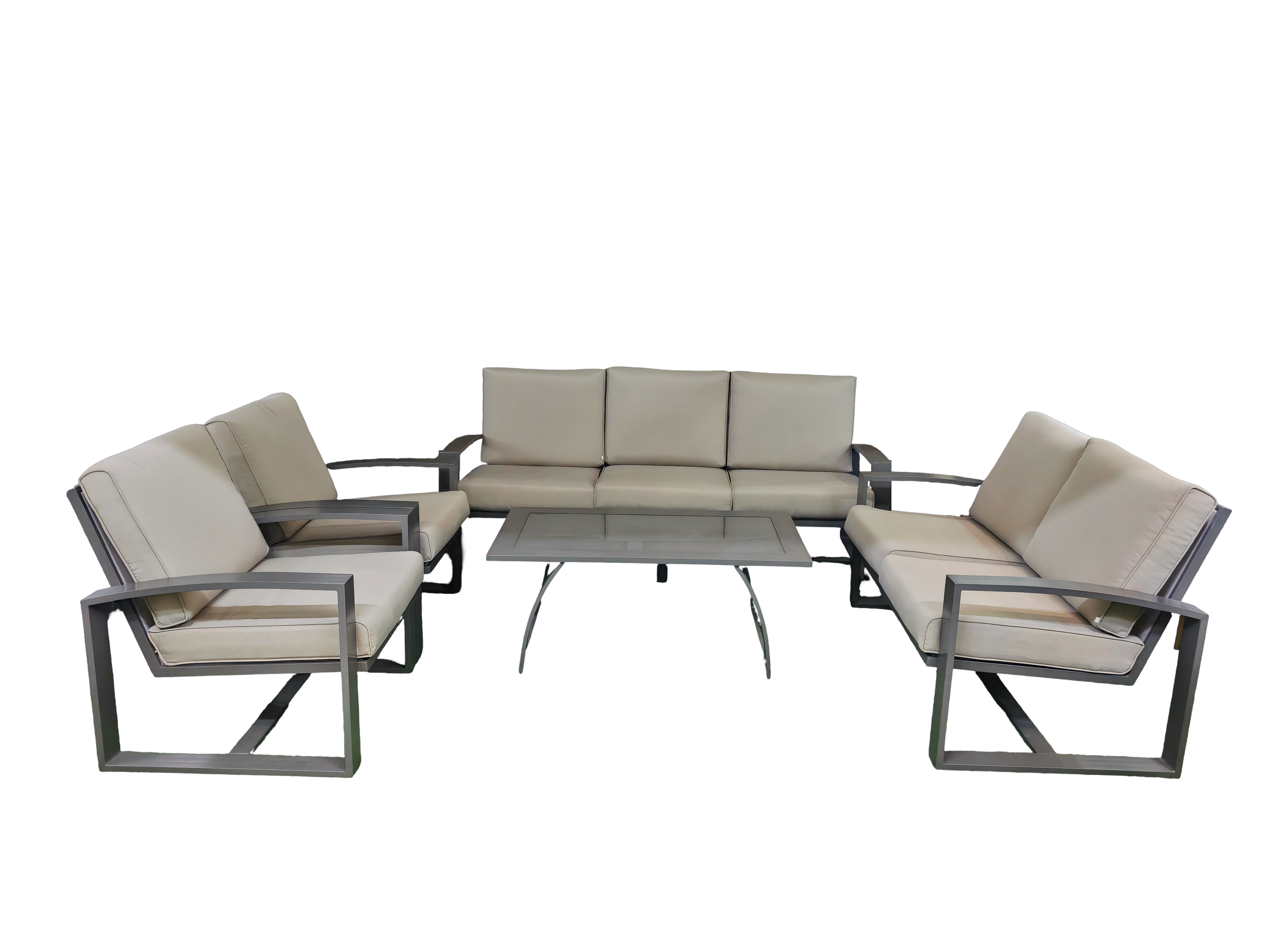 7 Seater Grey Aluminum Lounge Set (1 Year Warranty)