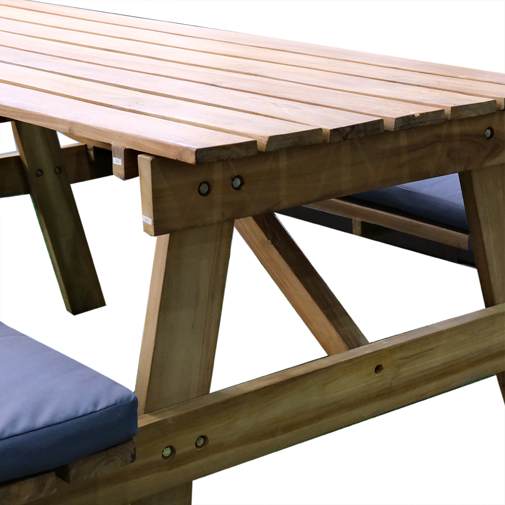 180cm Teak Wood Picnic Bench With Cushion