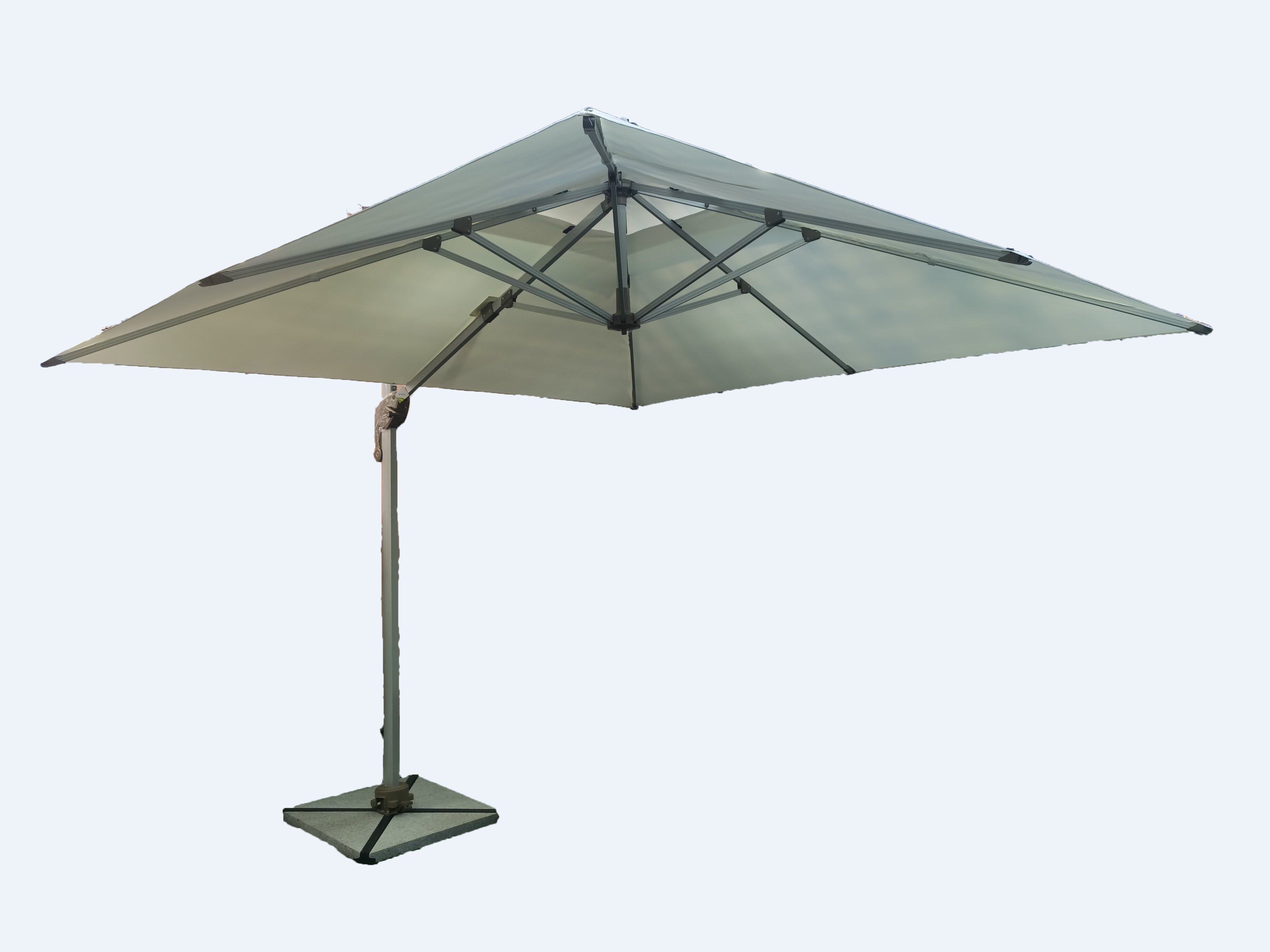 3*3 Meter Cream Color Umbrella With 60kg Marble Base