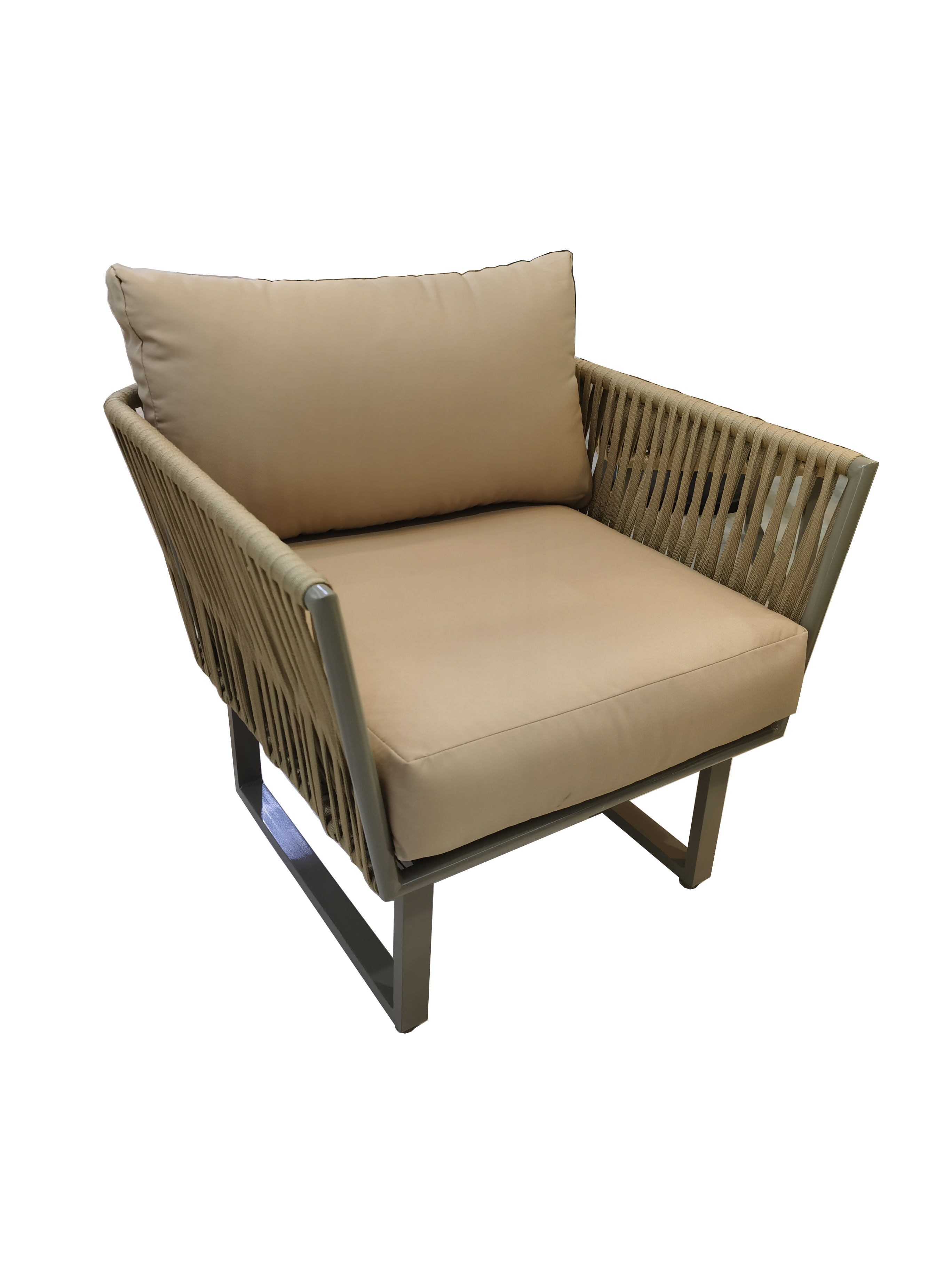 Aluminium 7 Seater Beige Rope Lounge Set With Coffee Table & Side Table