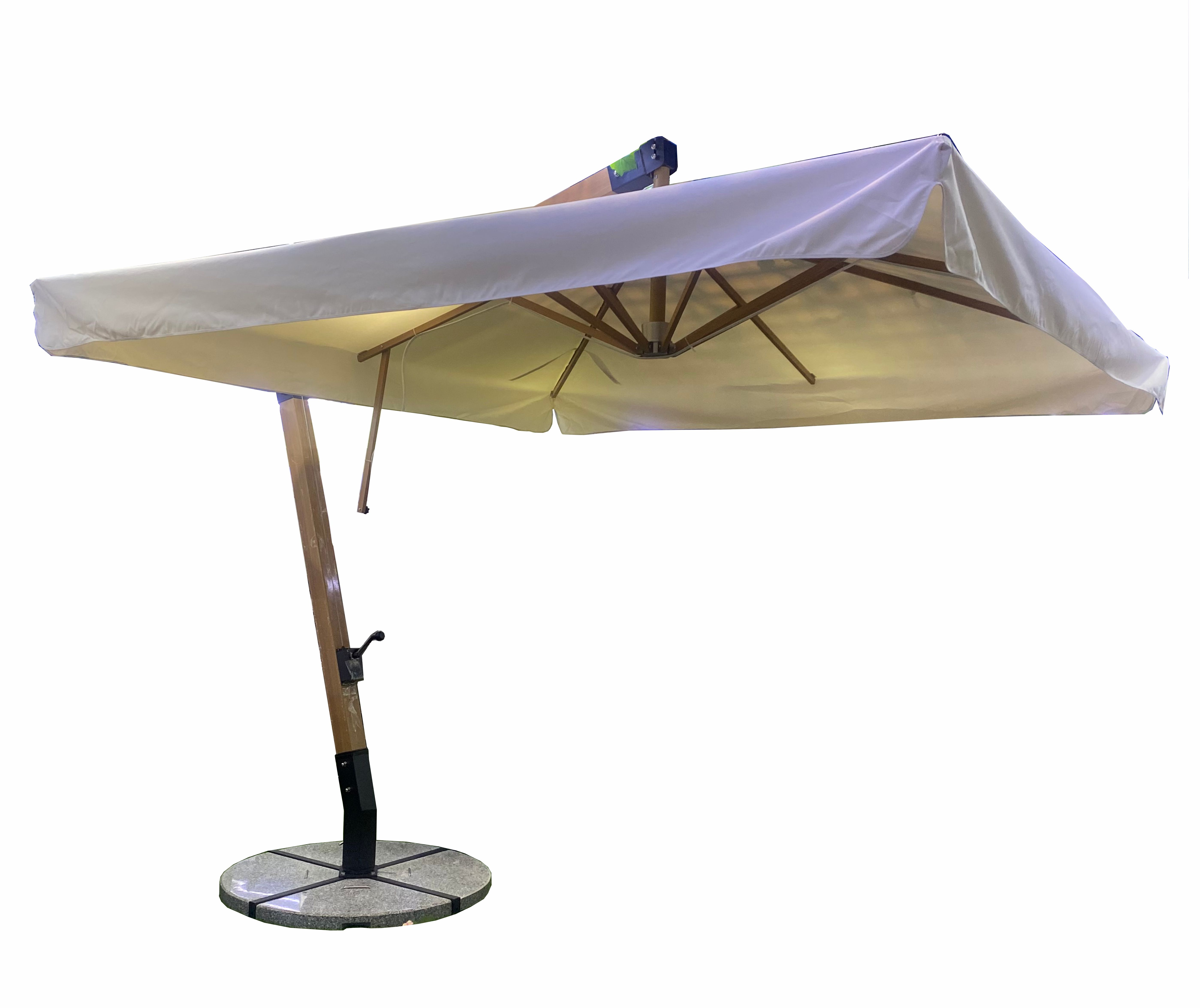 3x3 Meter Z - Shape Beige Color Umbrella With 160KG Marble Base and 2 Years Warranty