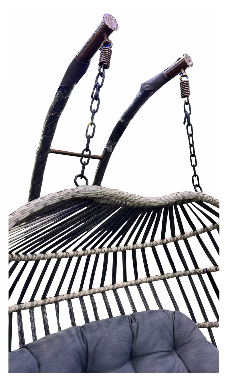 2 Seater Grey Rope & Rattan Swing With Grey Cushion (1 Yeary Warranty)