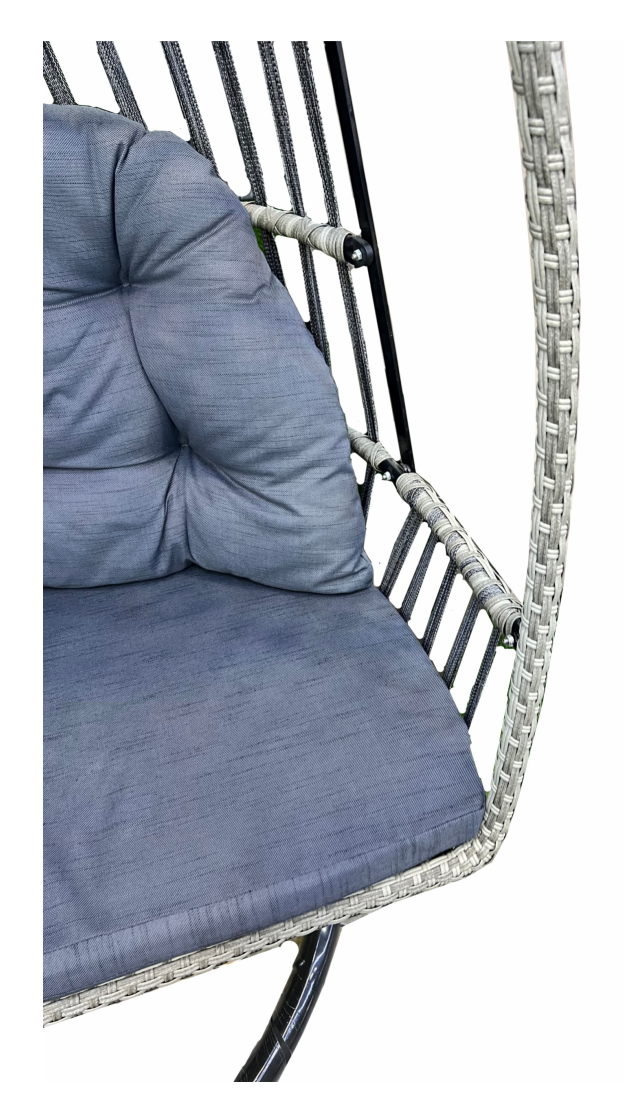 2 Seater Grey Rope & Rattan Swing With Grey Cushion (1 Yeary Warranty)