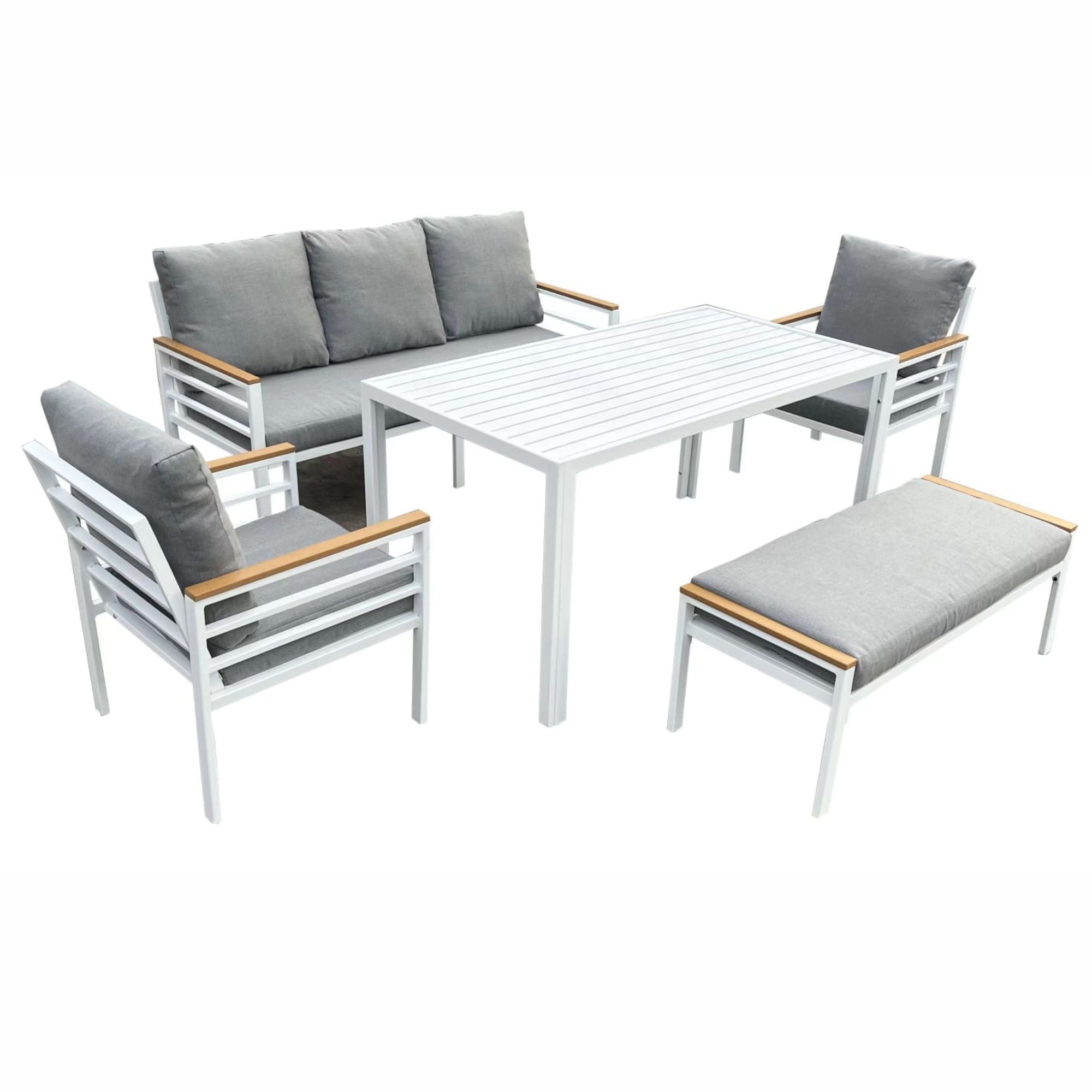 Aluminium 7 Seater Sofa Set with Dining Table