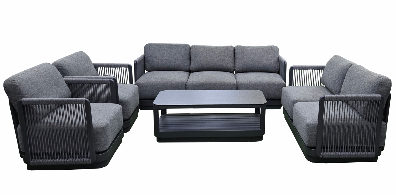 7-Seater Aluminum Grey Color Rope Lounge Set (1 Year Warranty)