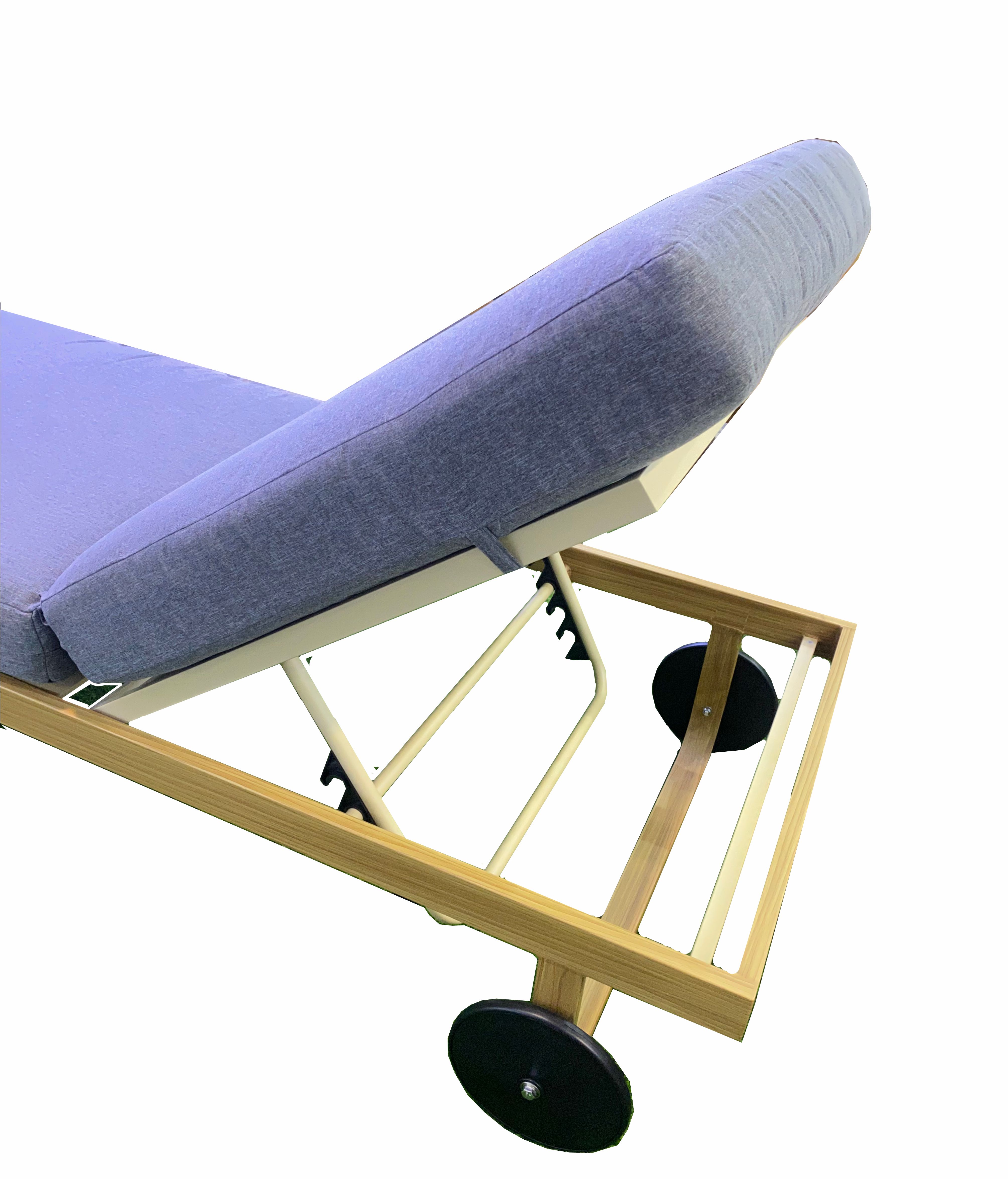 Wooden Paint Aluminium Sunlounge With Grey Cushion and Side Table