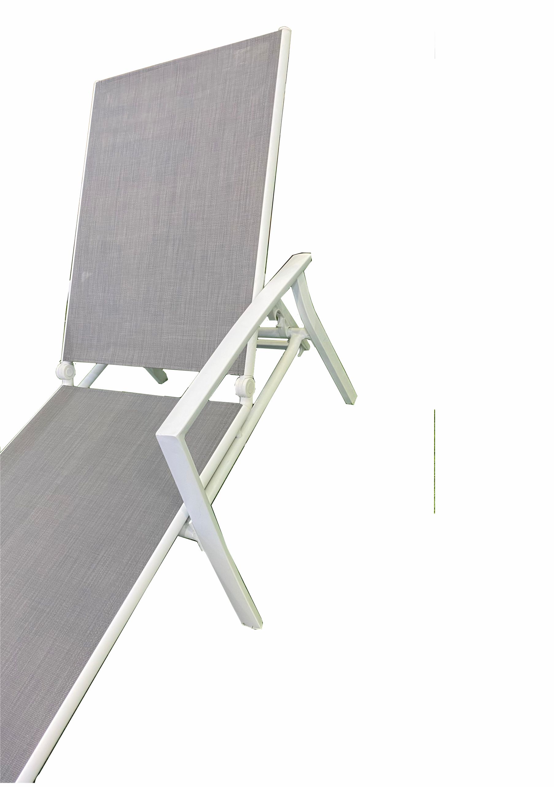 Grey & White Color Aluminum Sun lounger With Arm  