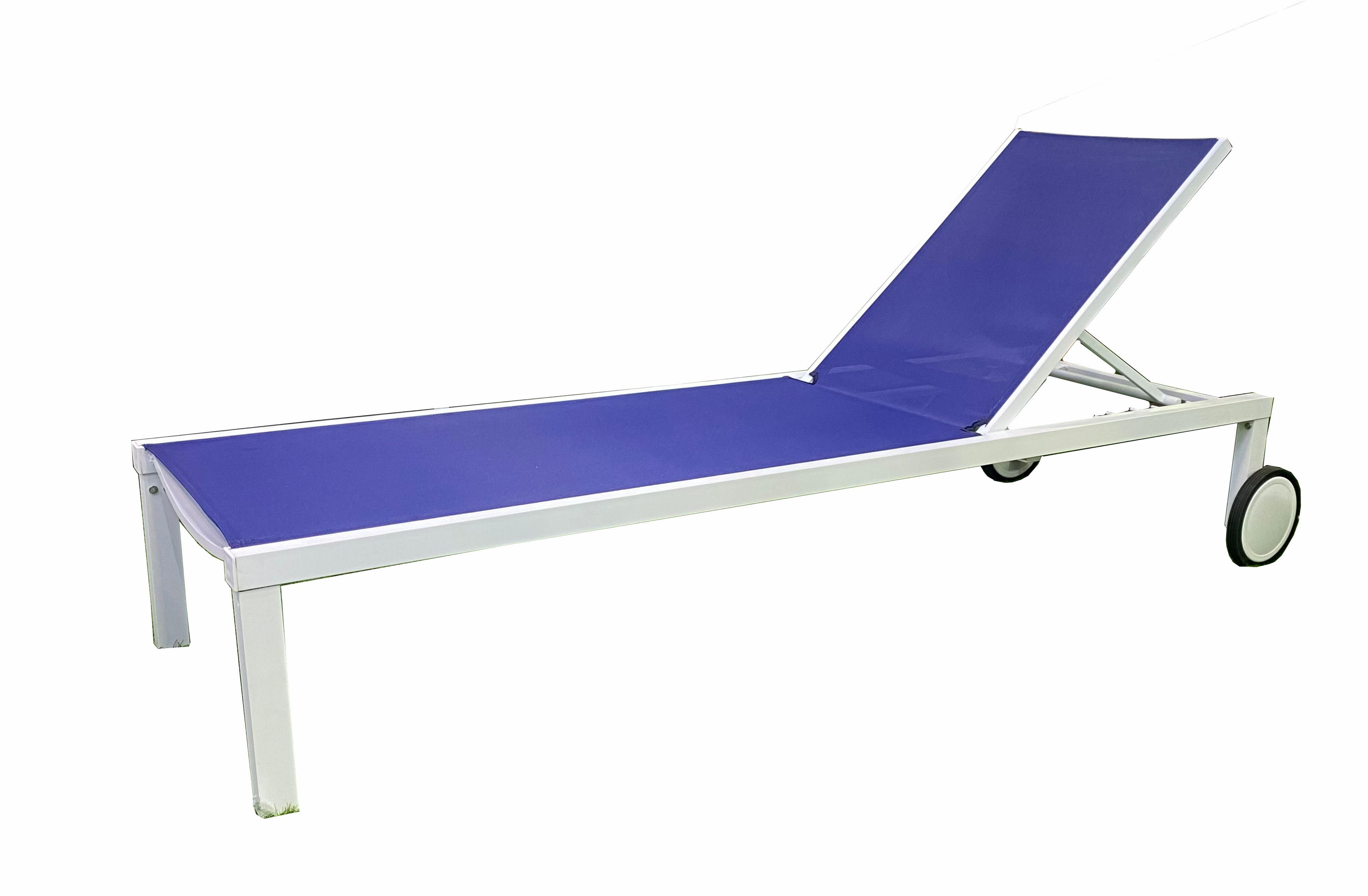 Blue & White Color Aluminum Sun lounger With Wheels