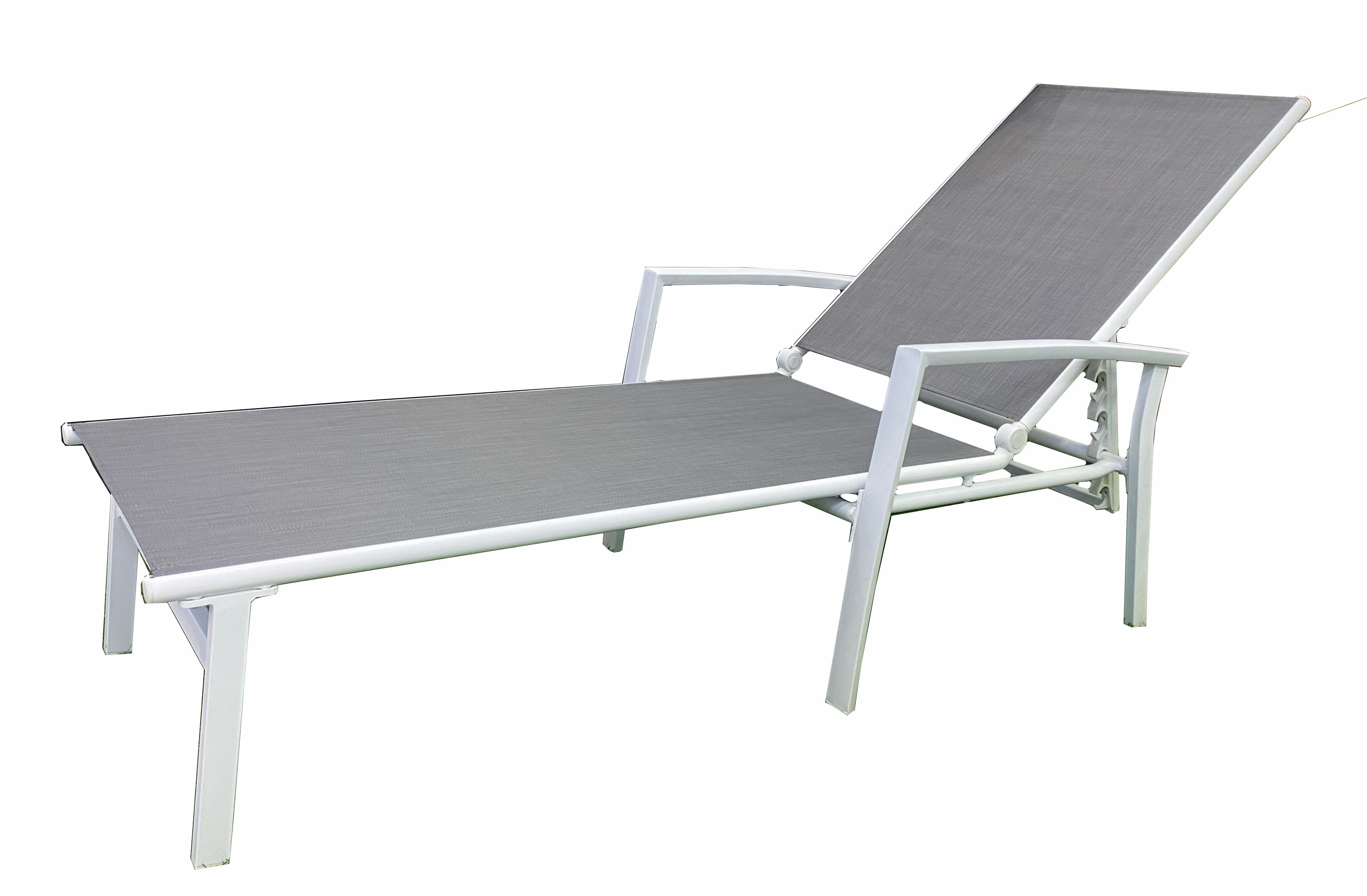 Grey & White Color Aluminum Sun lounger With Arm