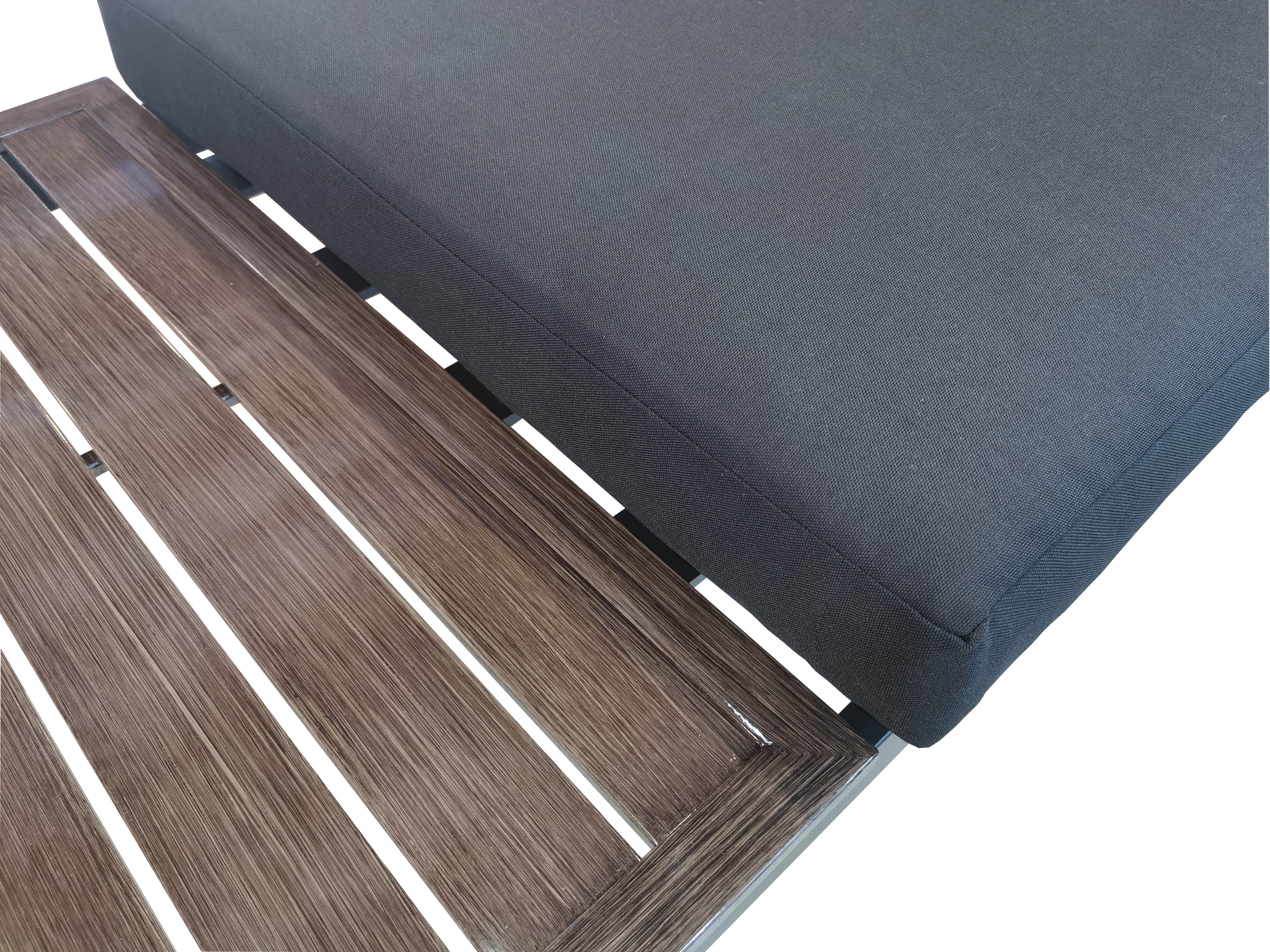 Aluminium L Shape 4 Seater Lounge Set With Dark Grey Cushion