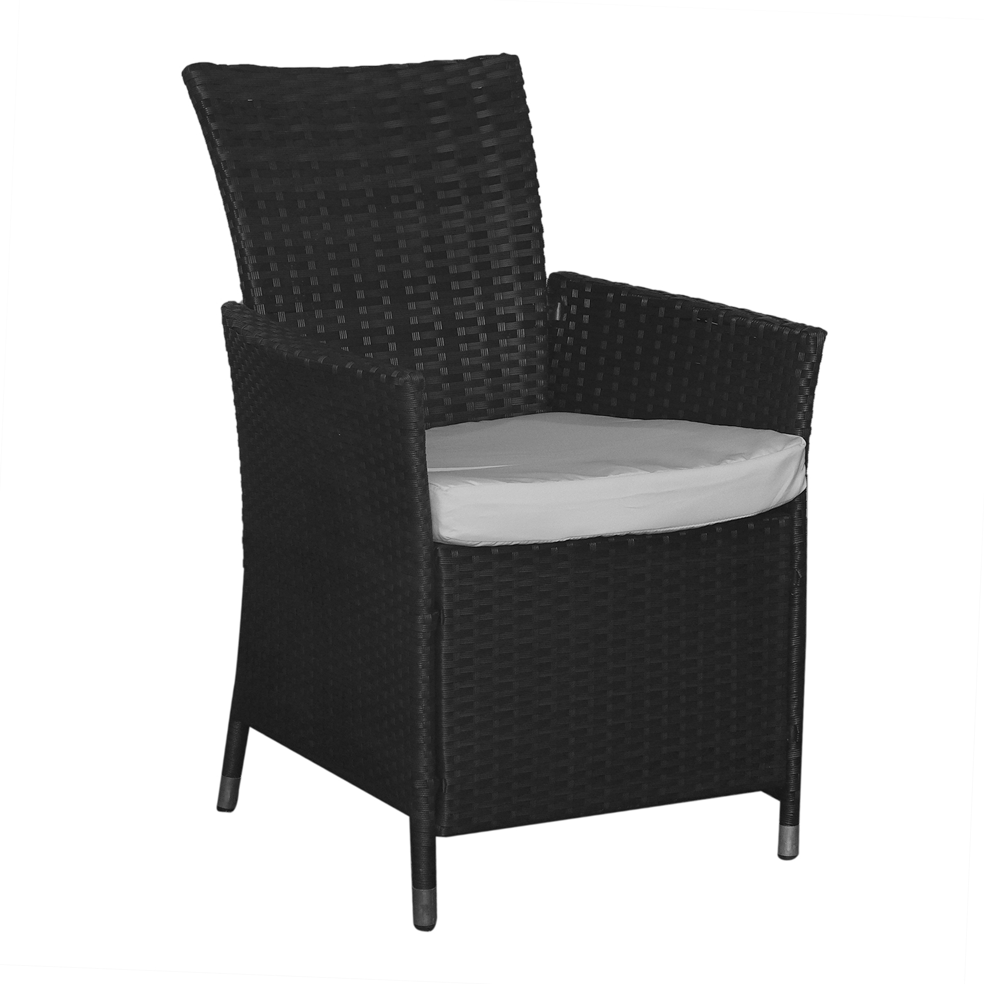 Rattan Square Dining Set with 4 Rattan Chair Black color