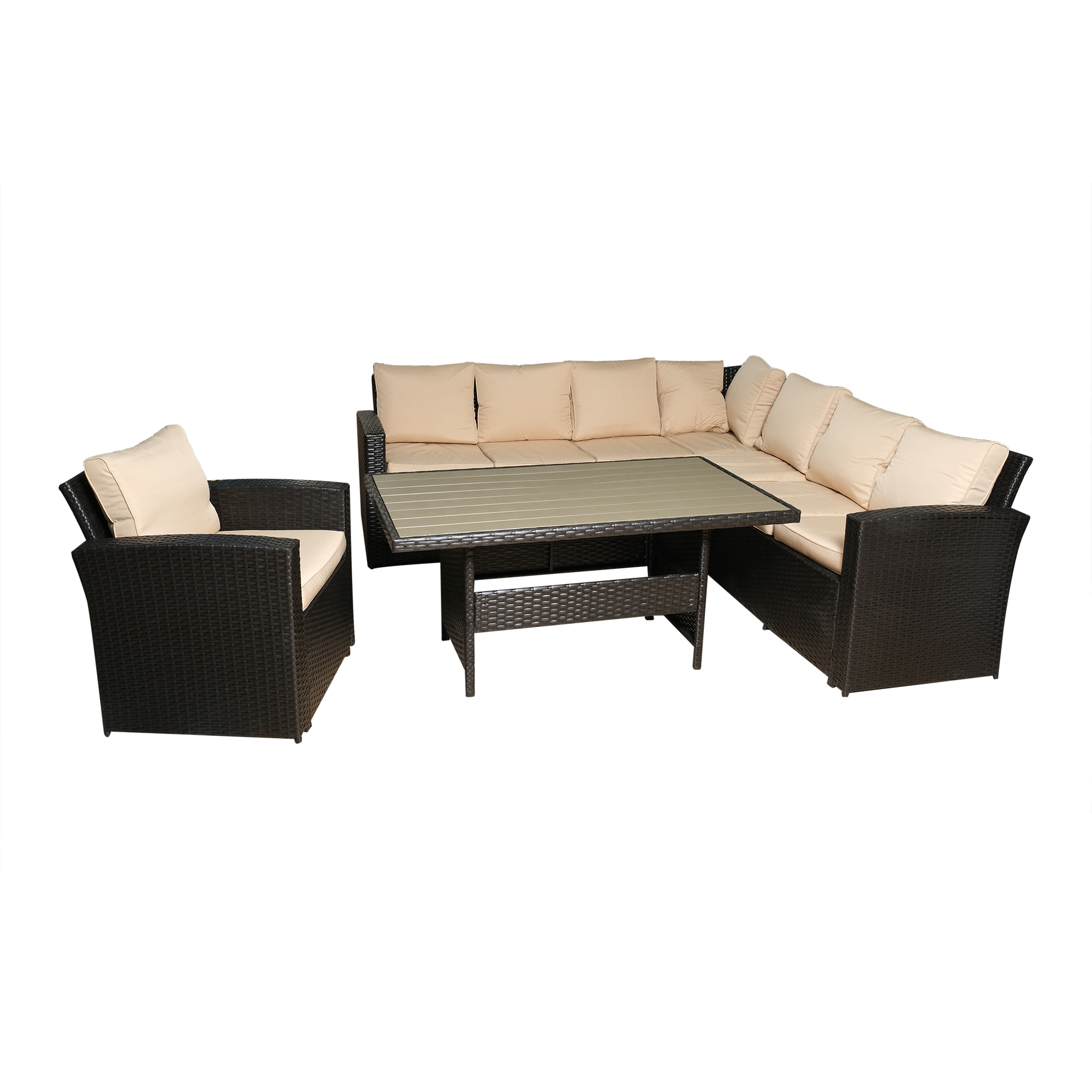 Rattan L-Shape 8 Seater Lounge Set