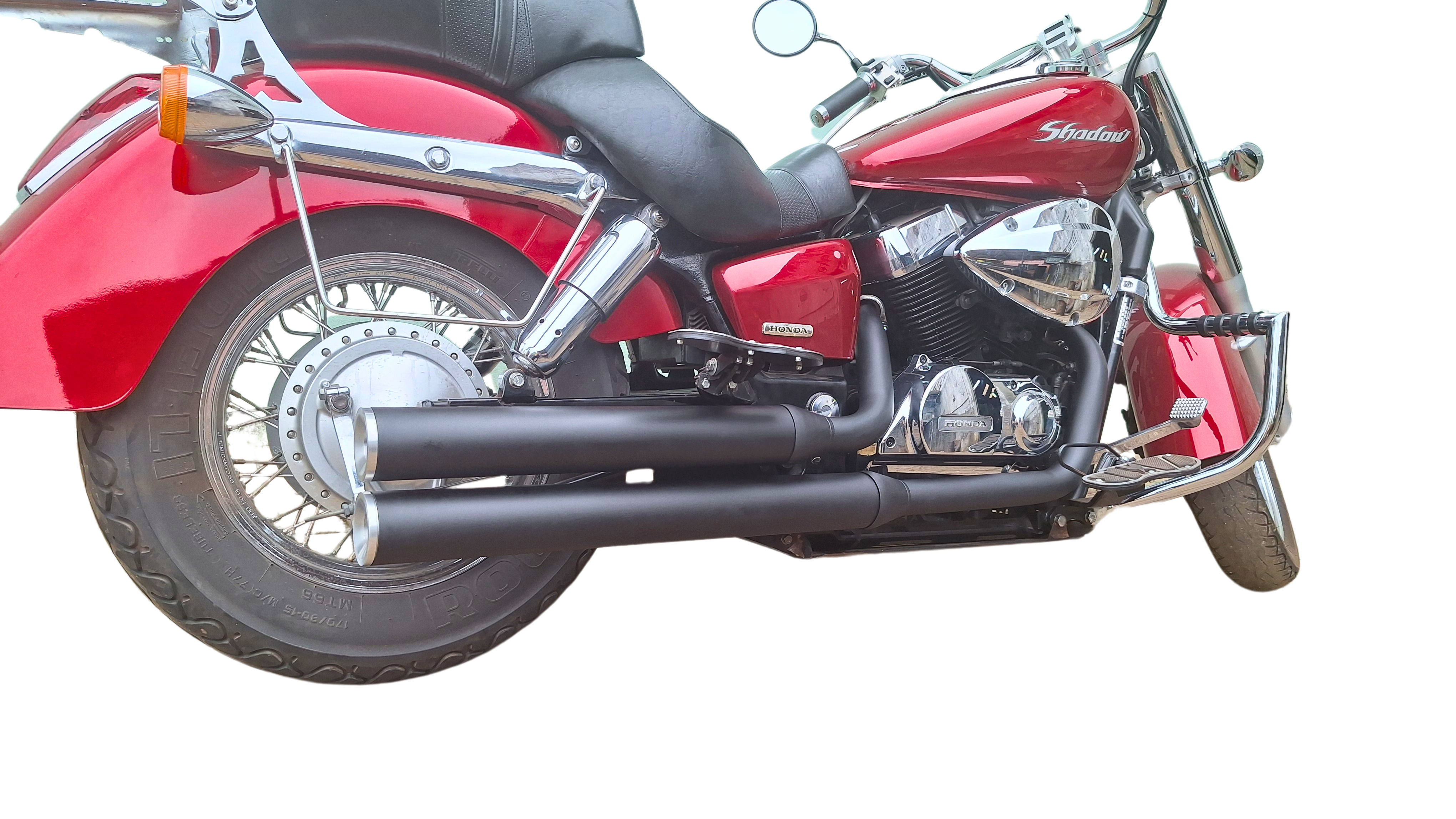 Escapamento Shadow 750 Corte reto ponteira alumínio Preto 