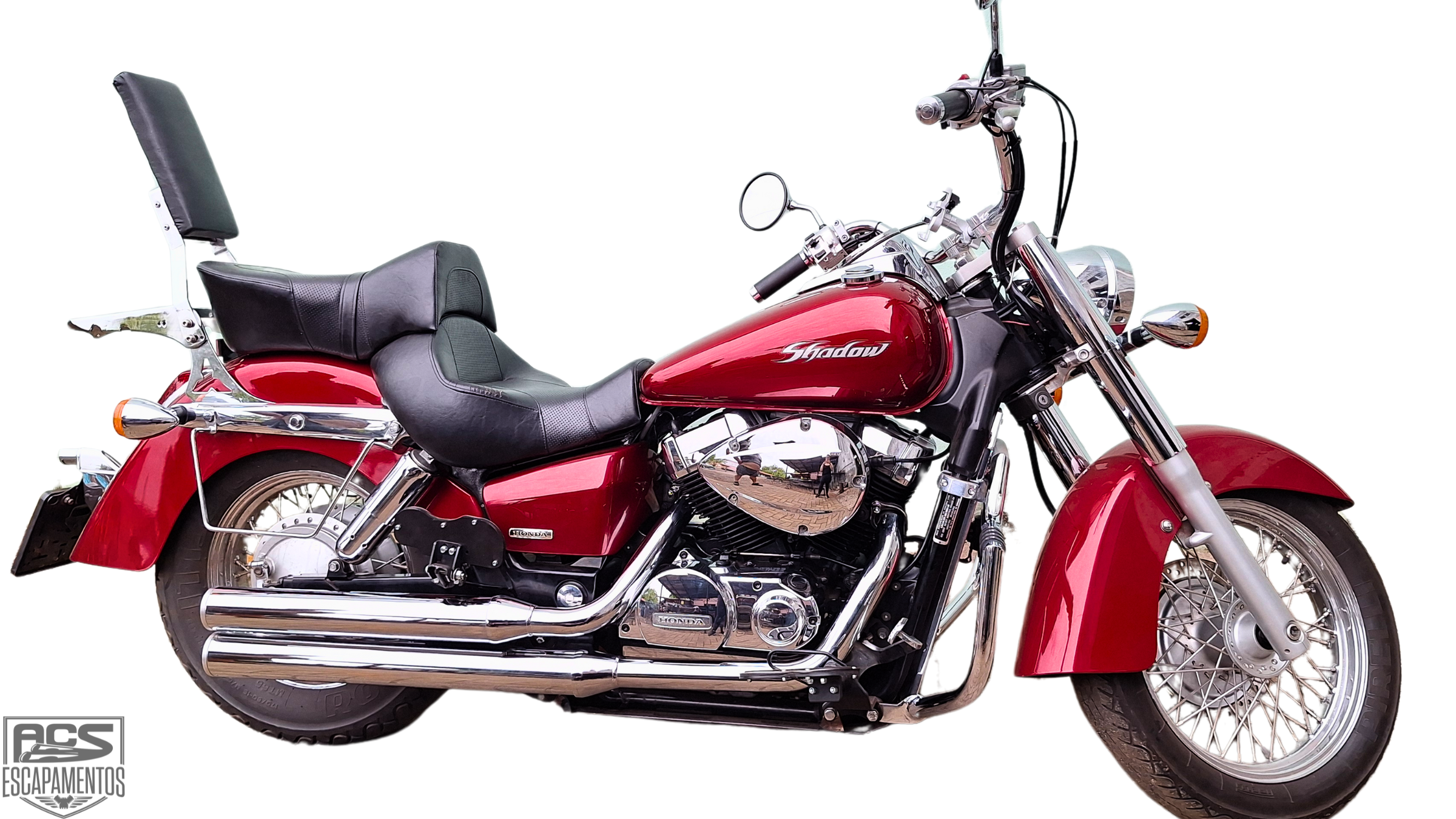 Escapamento Shadow 750 corte reto ponteira alumínio Cromado