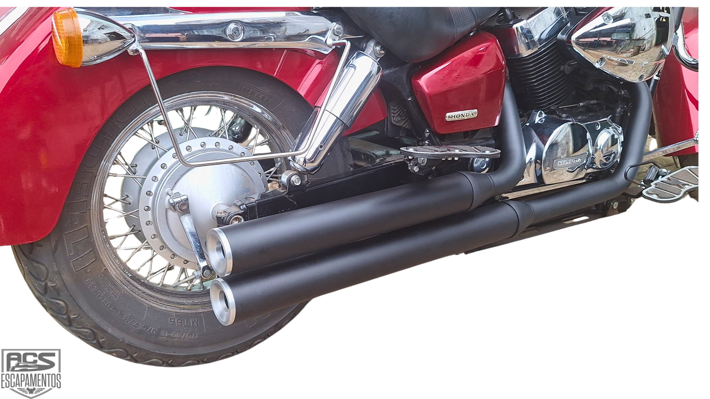 Escapamento Shadow 750 Corte reto ponteira alumínio Preto 