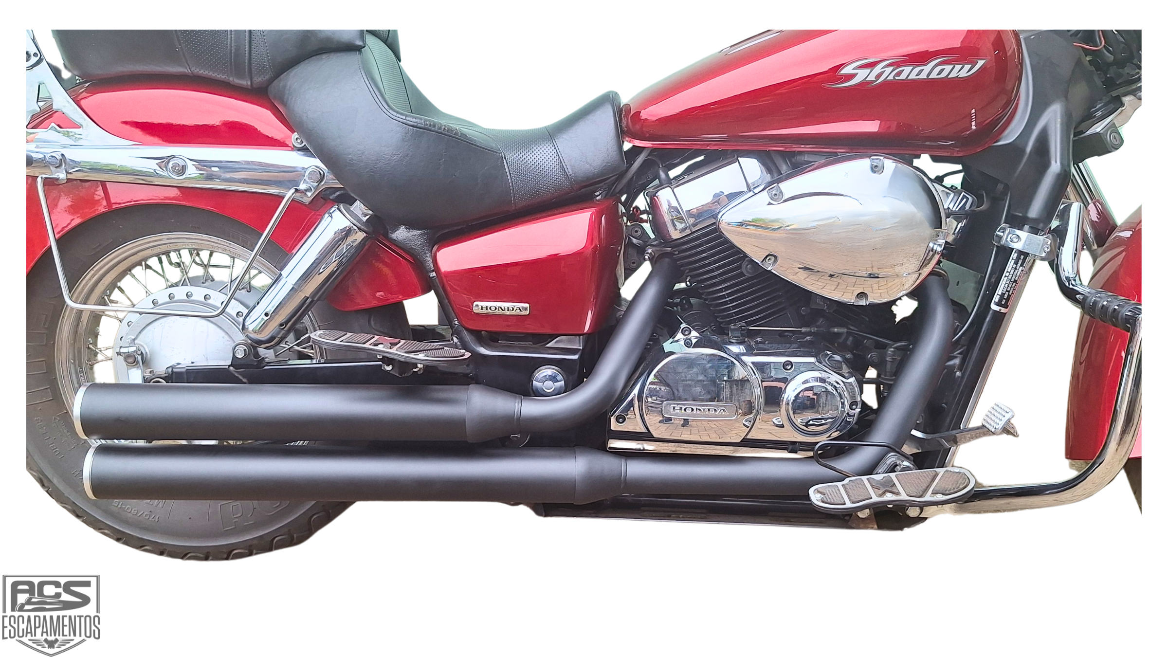 Escapamento Shadow 750 Corte reto ponteira alumínio Preto 
