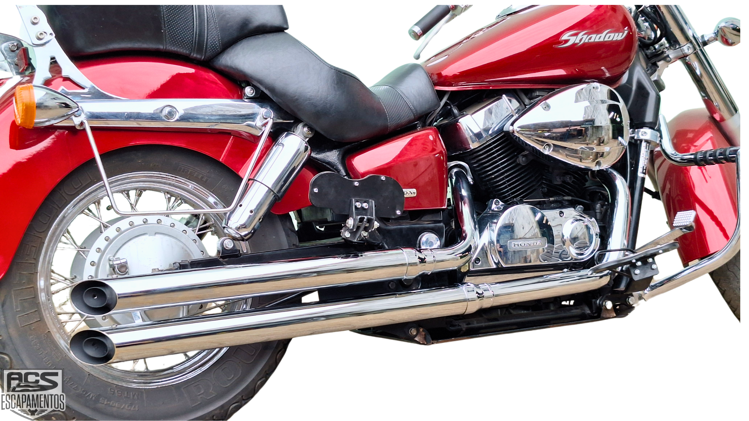 Escapamento Shadow 750 2 1/2" longo cromado