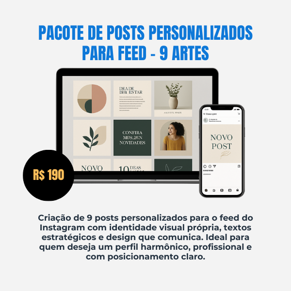 Pacote de Posts Personalizados para Feed – 9 Artes
