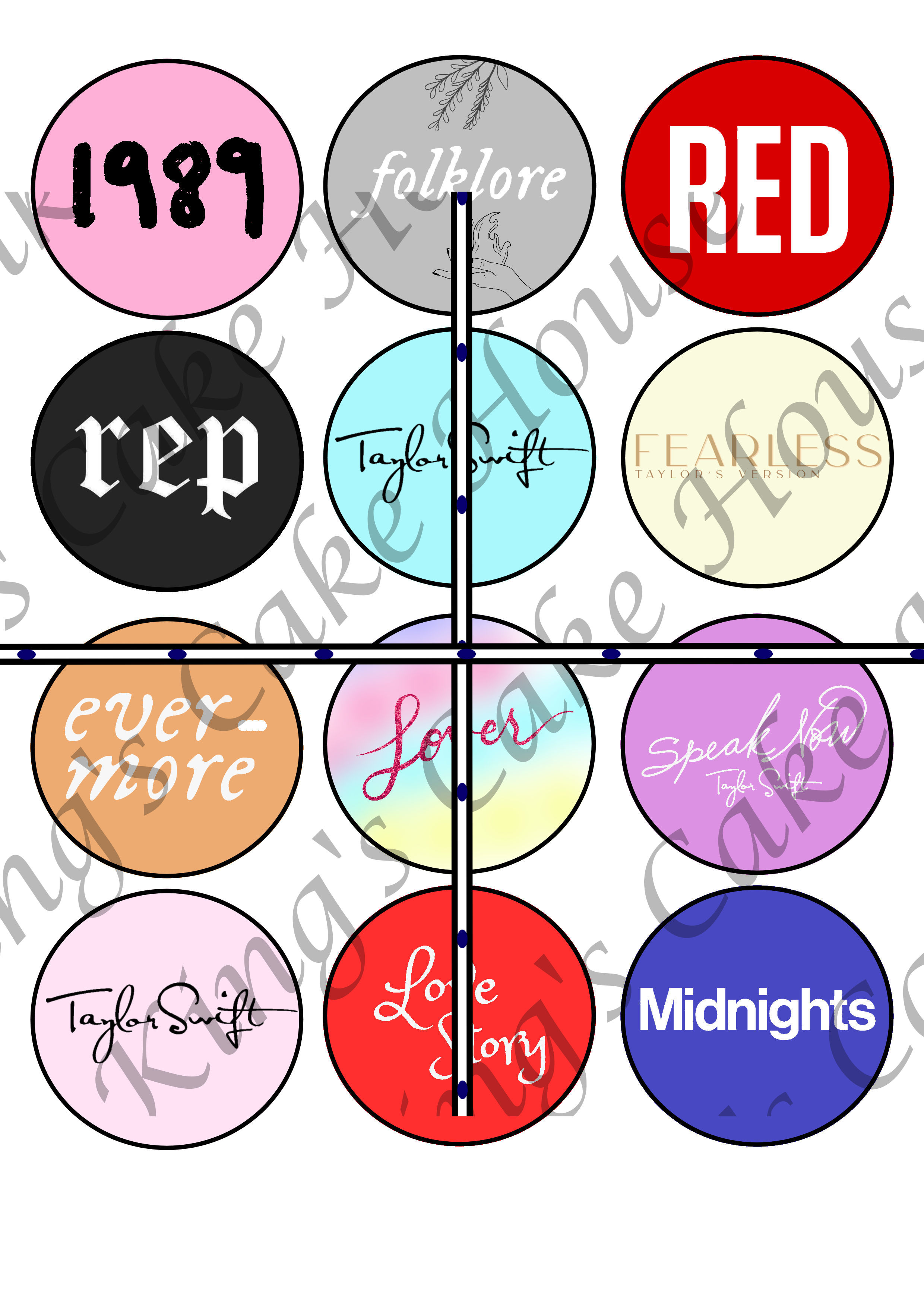 Taylor Swift Themed Edible Cupcake Toppers