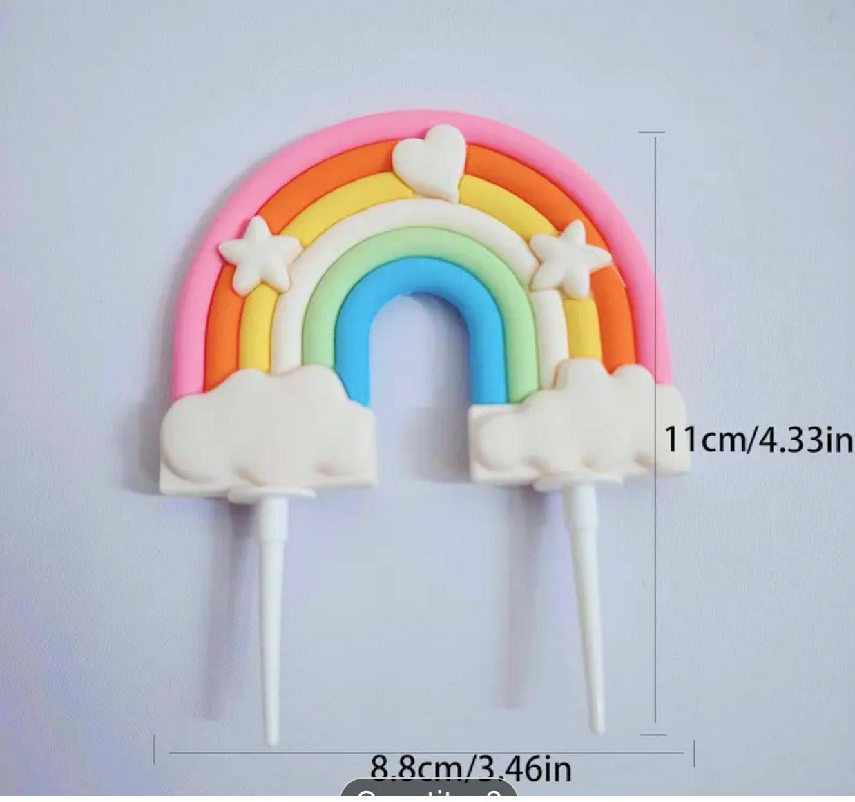 Set of two NON edible Rainbow cake topper decorations. 