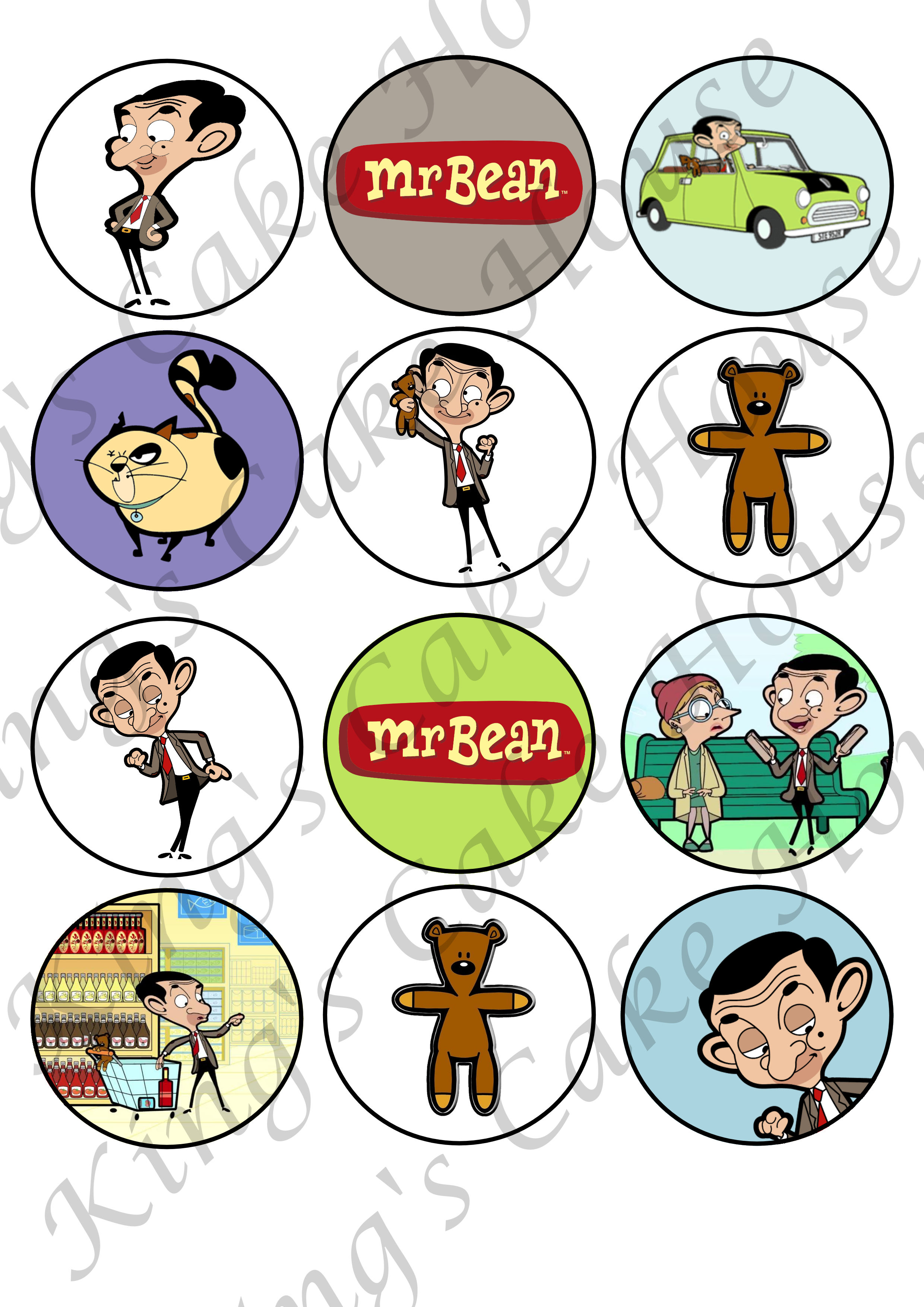 Mr Bean Cartoon Edible Cupcake Toppers