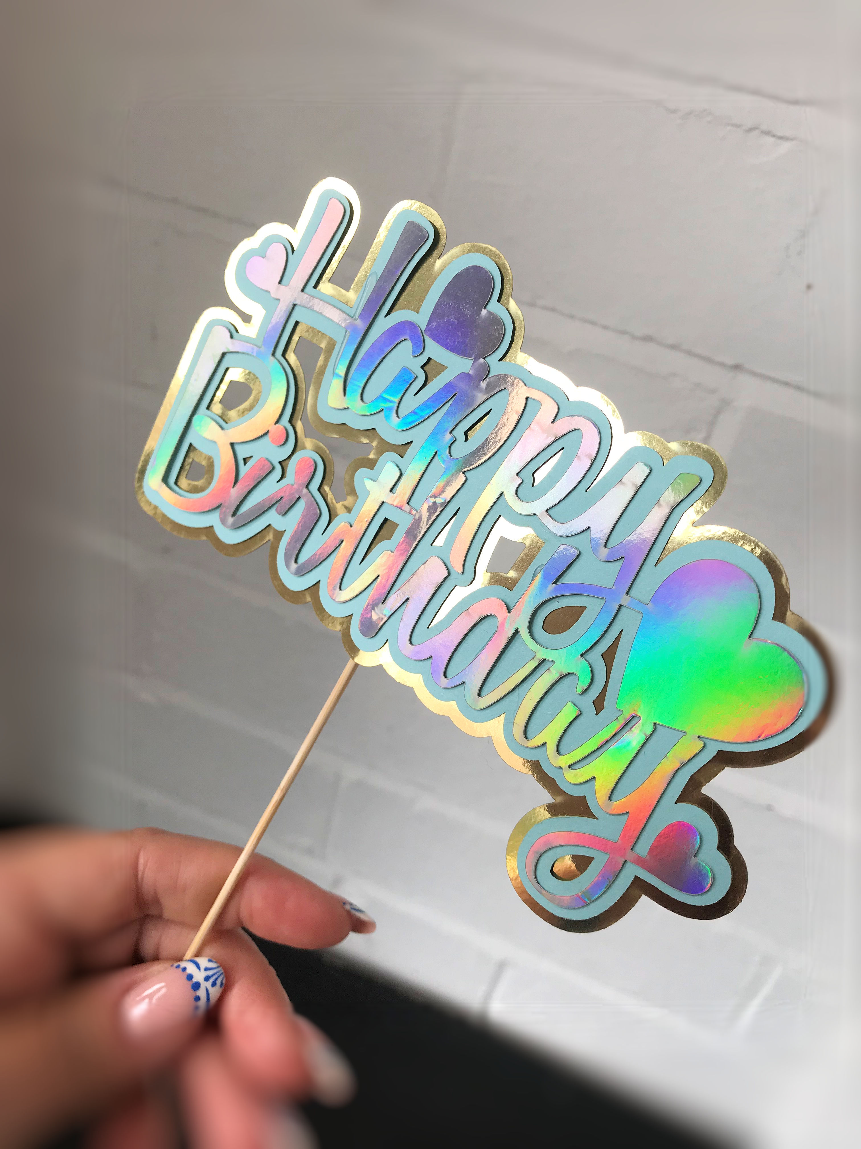Card Happy Birthday Cake Topper