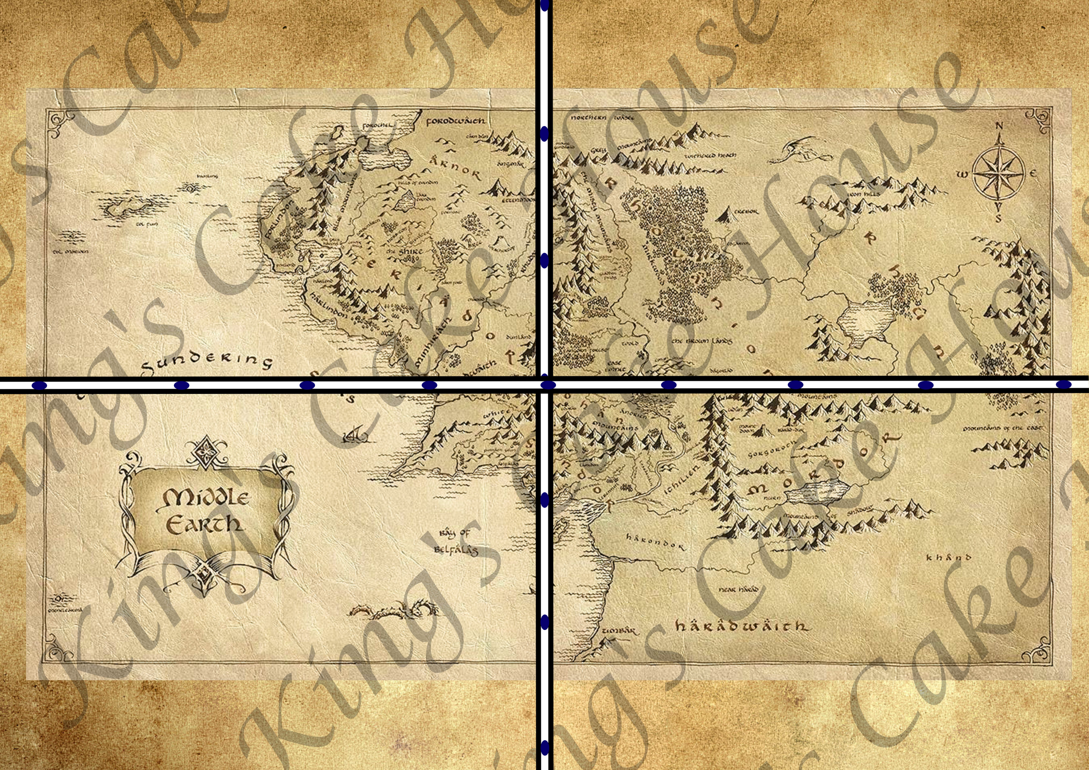 Middle Earth Map vintage edible Icing Sheet