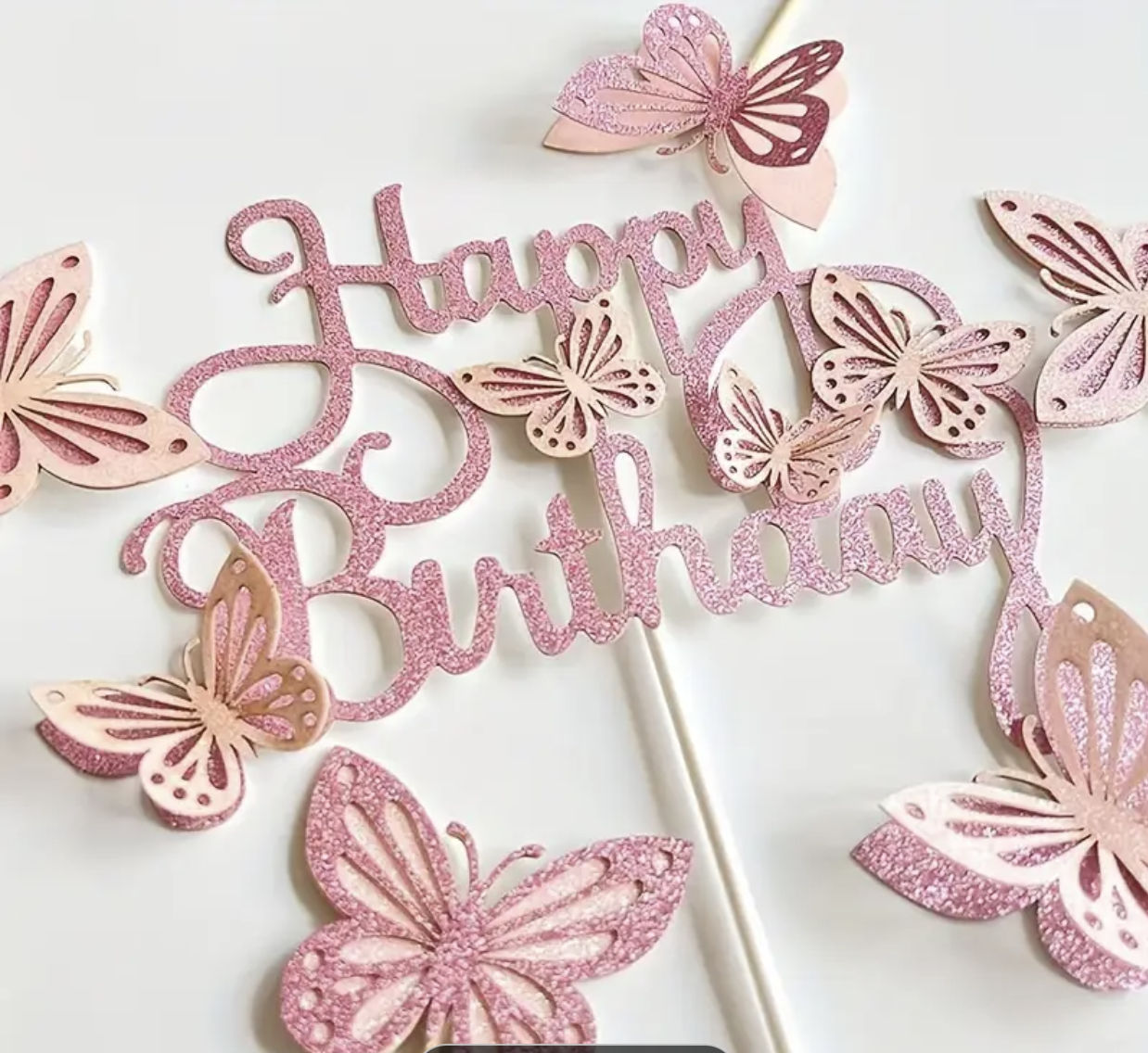 Card Butterfly Happy Birthday Cake Topper Set