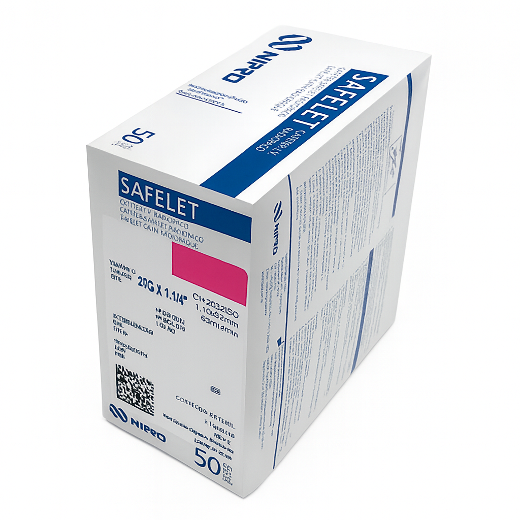 SAFELET  Nipro Catéter 20G x 1 1/4" Libre de Látex
