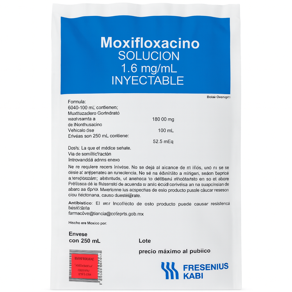 Moxifloxacino solución inyectable 1.6 mg/mL