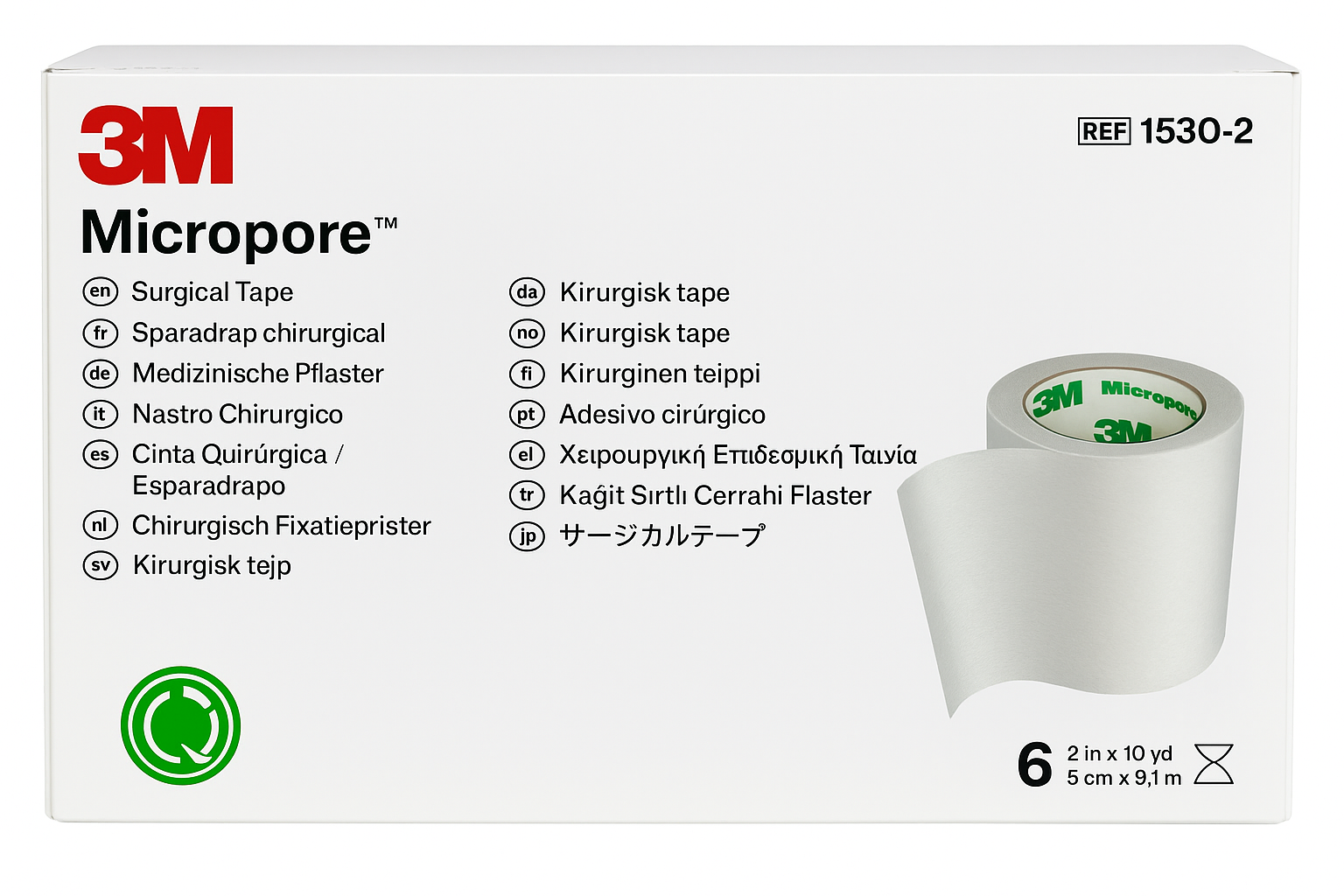 Cinta Micropore Blanca 3m 2 Pulgada 5cm C/6 Rollos 1530-2