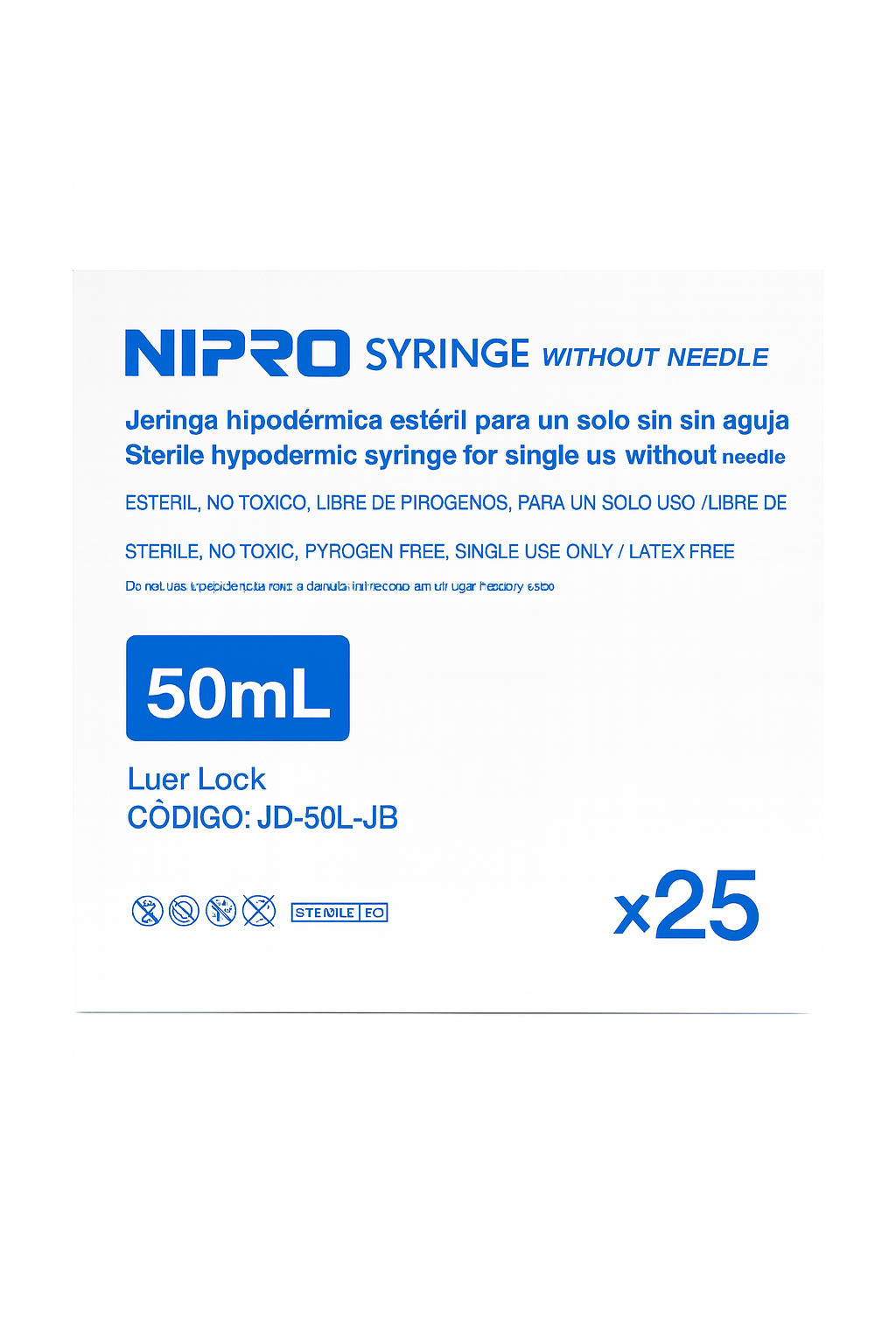 Jeringa hipodérmica Nipro 50mL sin aguja