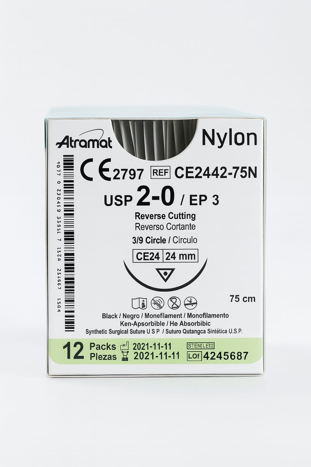 Sutura de nylon Atramat 2-0